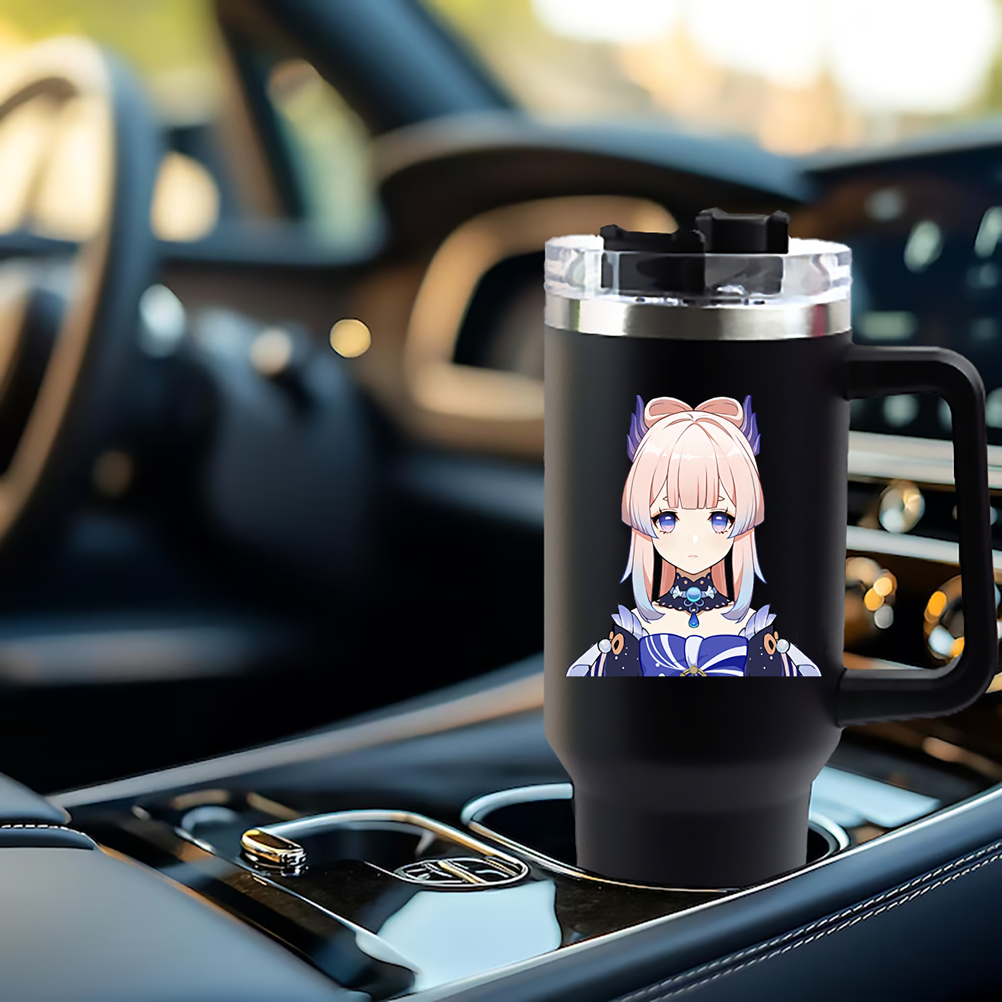 げんし神 珊瑚宮心海 サンゴノミヤ・ココミ genshin Sangonomiya Kokomi 1200mL車用タンブラー - クリスタルステッカー（プラスチックストロー付き）