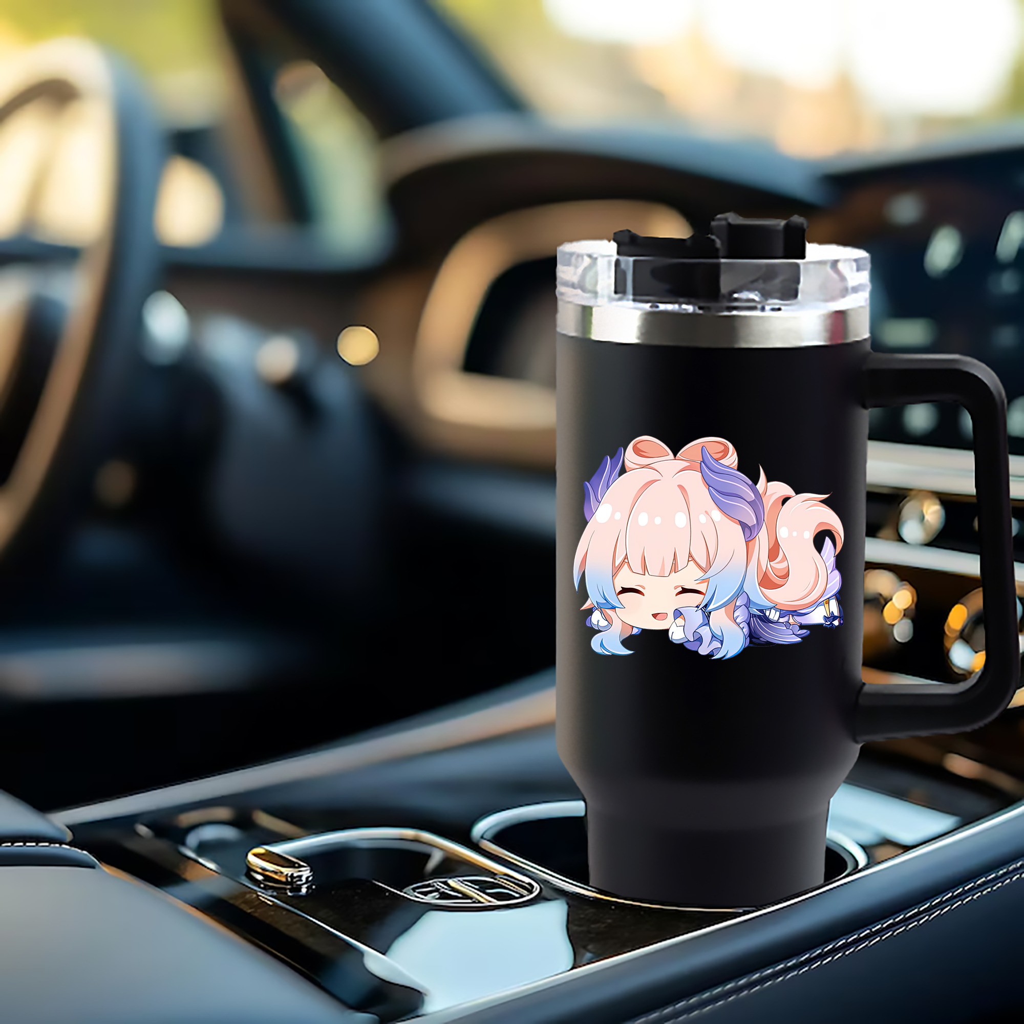 げんし神 珊瑚宮心海 サンゴノミヤ・ココミ genshin Sangonomiya Kokomi 1200mL車用タンブラー - クリスタルステッカー（プラスチックストロー付き）