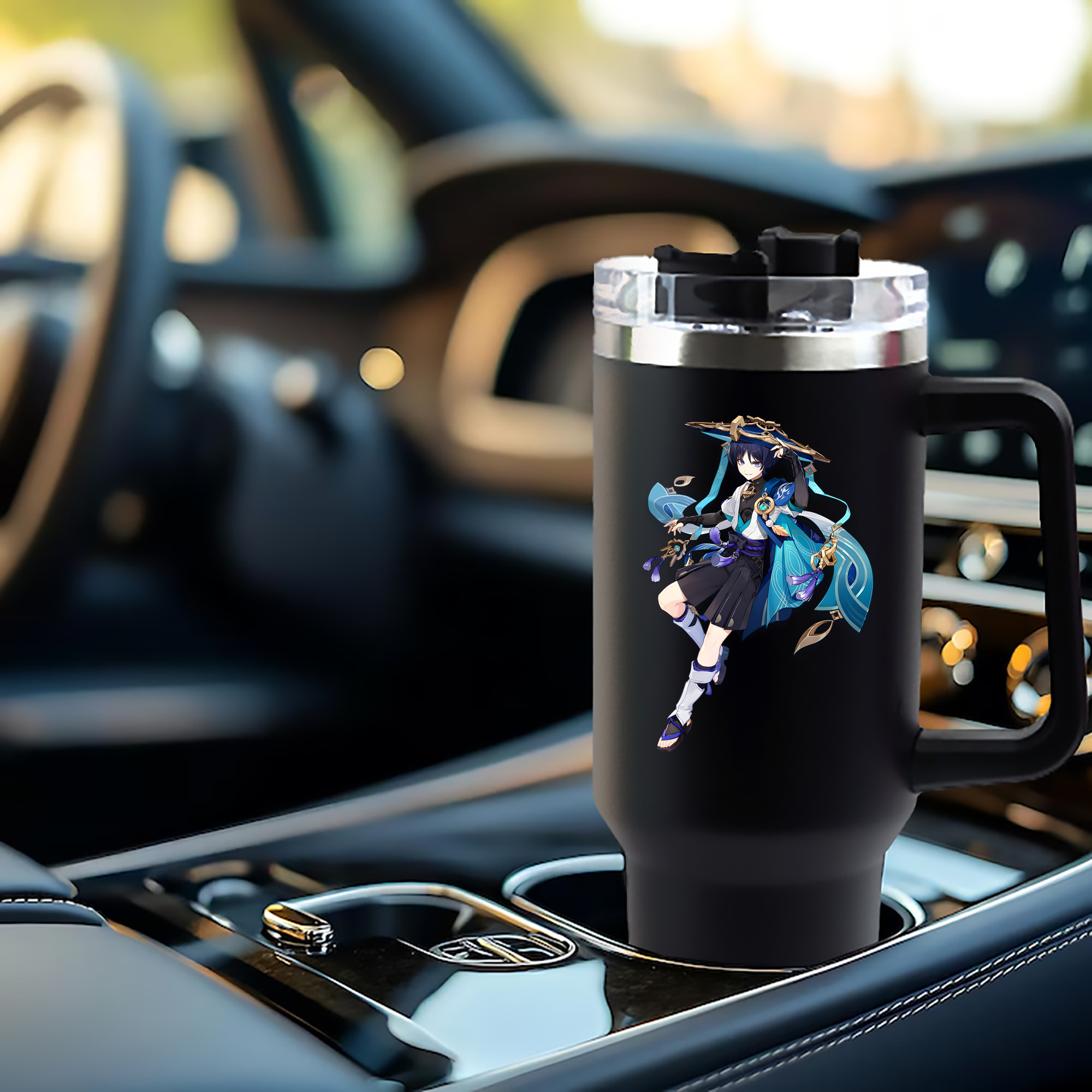 げんし神 さんペい genshin Sanpei 1200mL車用タンブラー - クリスタルステッカー（プラスチックストロー付き）