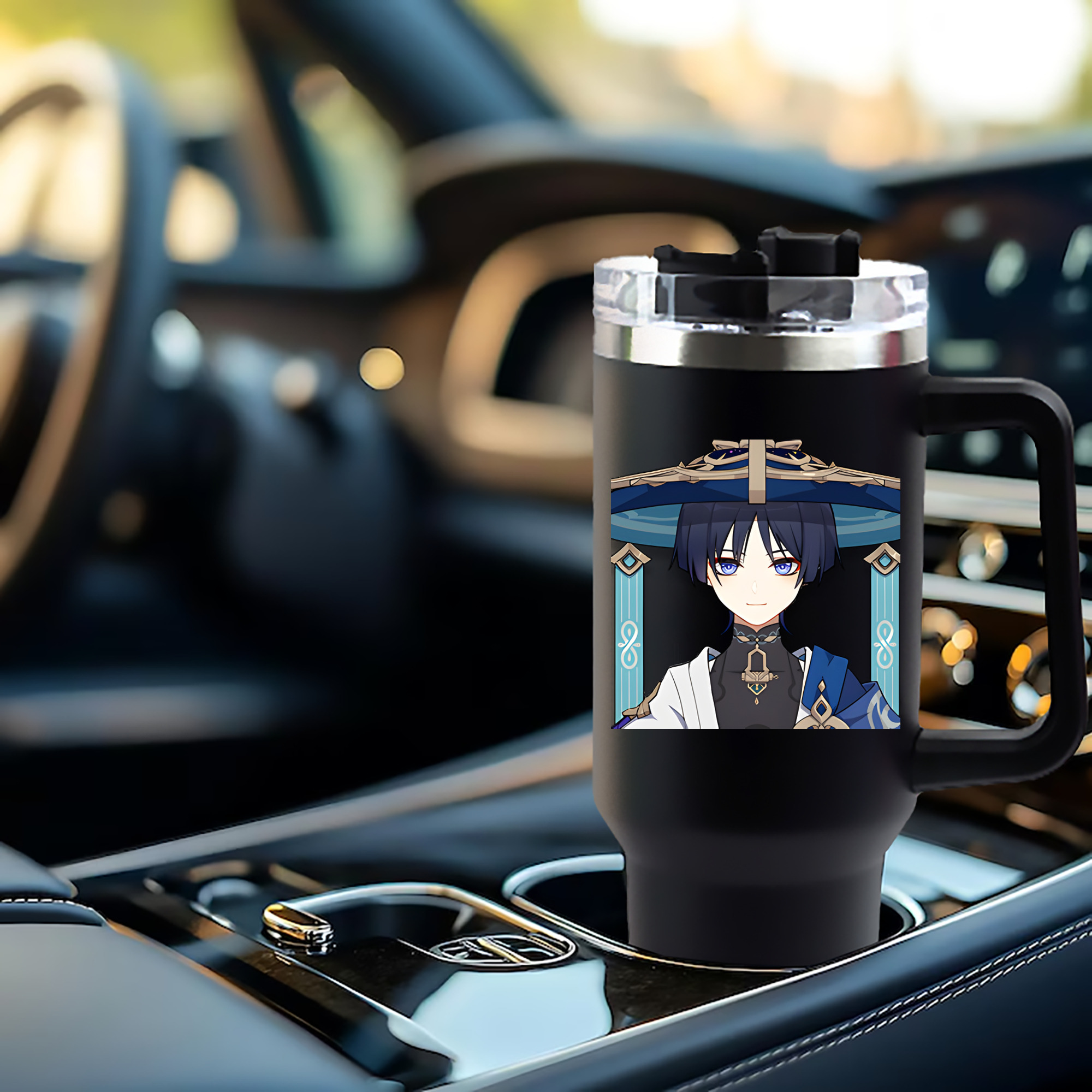 げんし神 さんペい genshin Sanpei 1200mL車用タンブラー - クリスタルステッカー（プラスチックストロー付き）