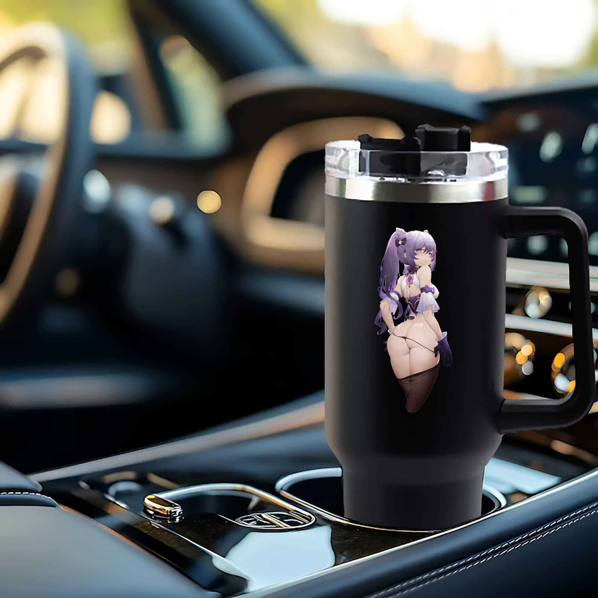 げんし神 刻晴 こくせい genshin Kokusei 1200mL車用タンブラー - クリスタルステッカー（プラスチックストロー付き）