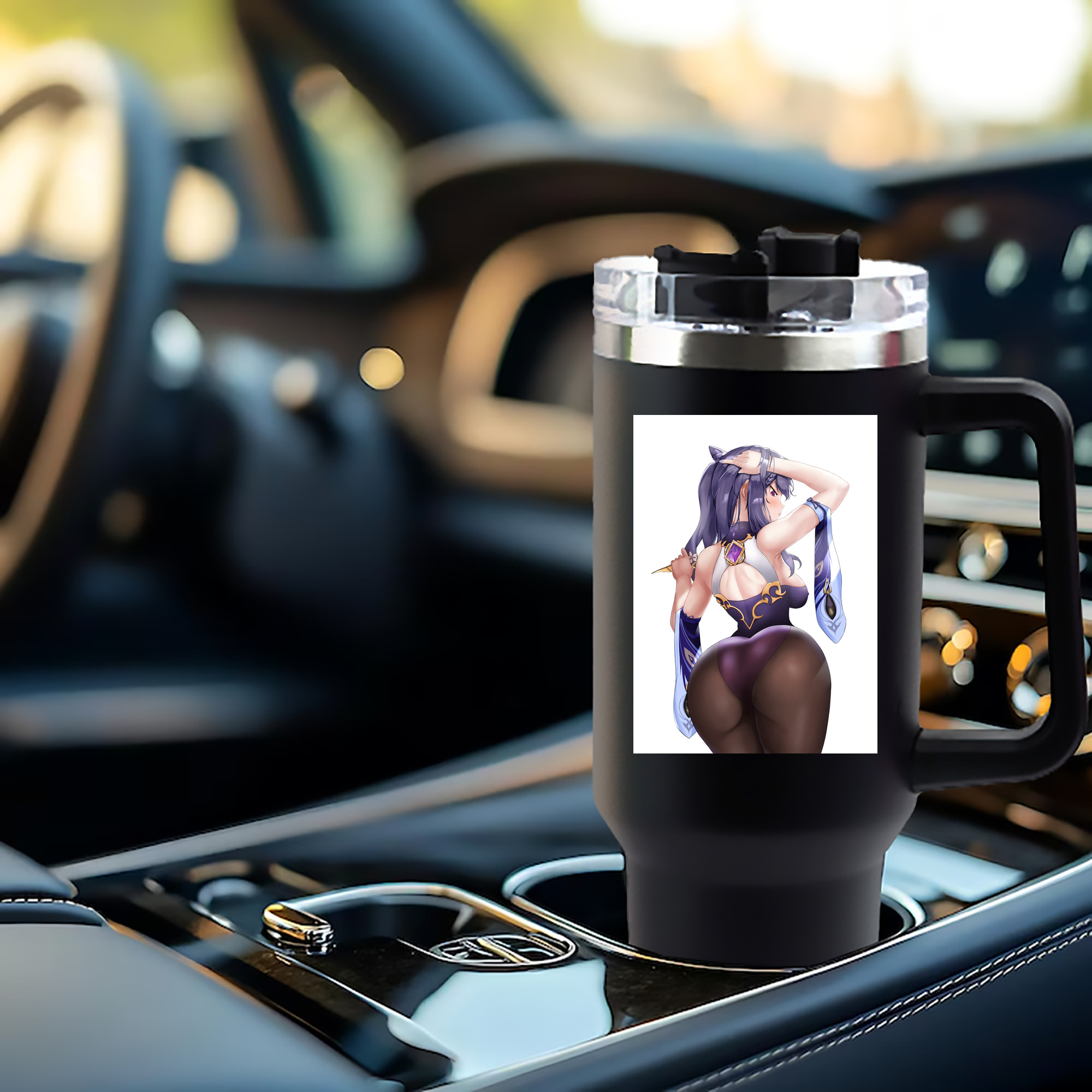 げんし神 刻晴 こくせい genshin Kokusei 1200mL車用タンブラー - クリスタルステッカー（プラスチックストロー付き）