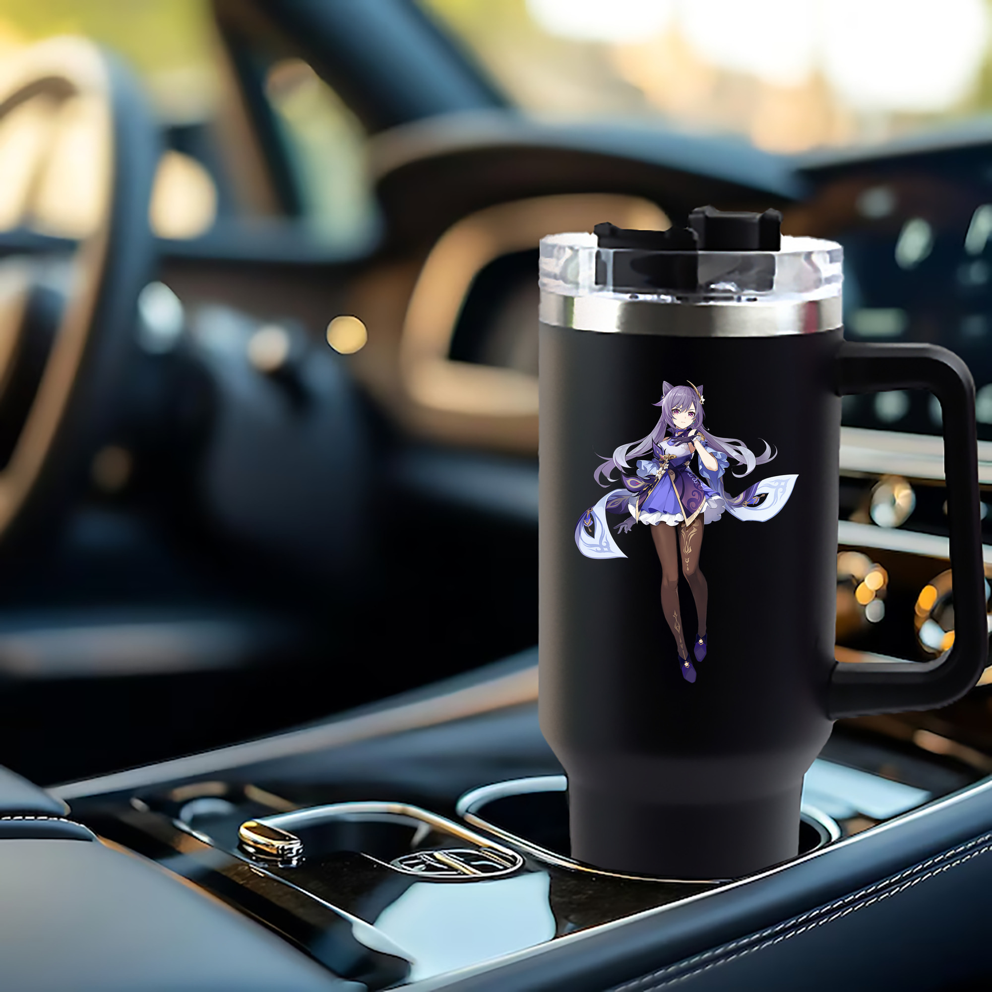 げんし神 刻晴 こくせい genshin Kokusei 1200mL車用タンブラー - クリスタルステッカー（プラスチックストロー付き）