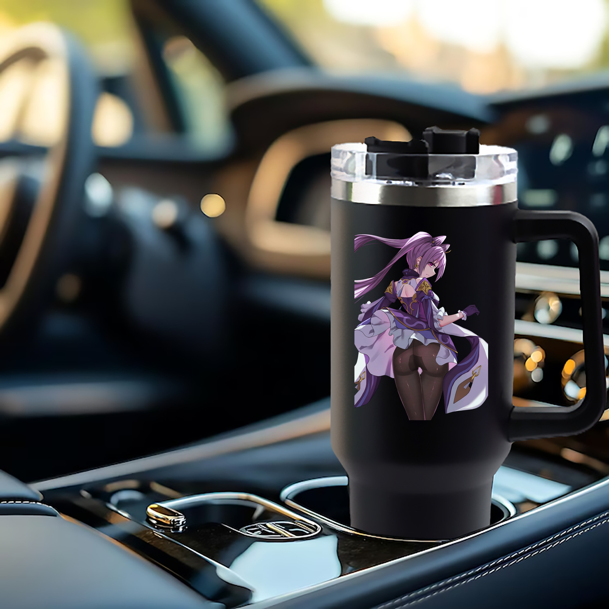 げんし神 刻晴 こくせい genshin Kokusei 1200mL車用タンブラー - クリスタルステッカー（プラスチックストロー付き）