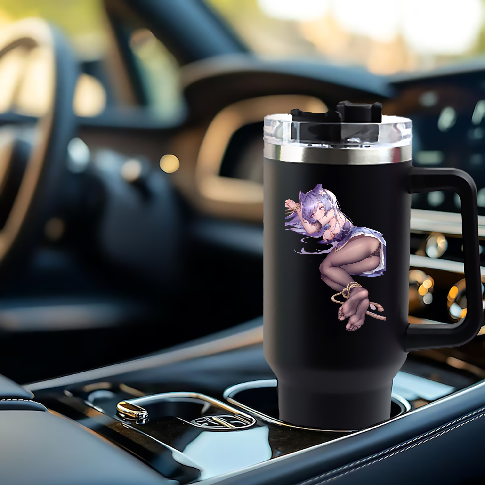 げんし神 刻晴 こくせい genshin Kokusei 1200mL車用タンブラー - クリスタルステッカー（プラスチックストロー付き）