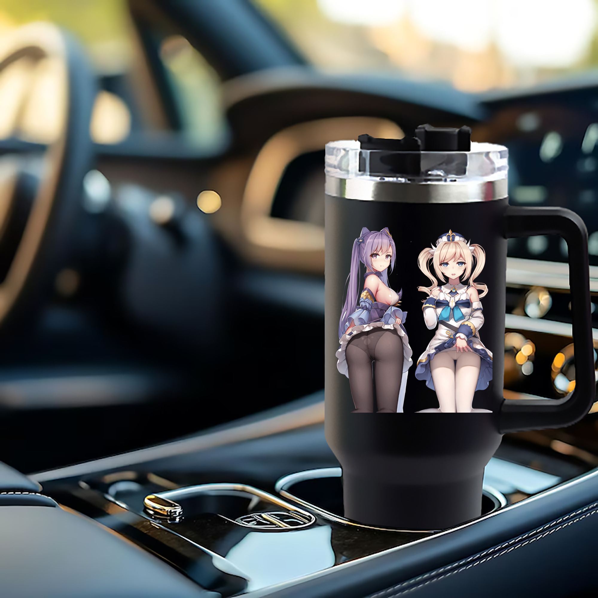 げんし神 刻晴 こくせい genshin Kokusei 1200mL車用タンブラー - クリスタルステッカー（プラスチックストロー付き）