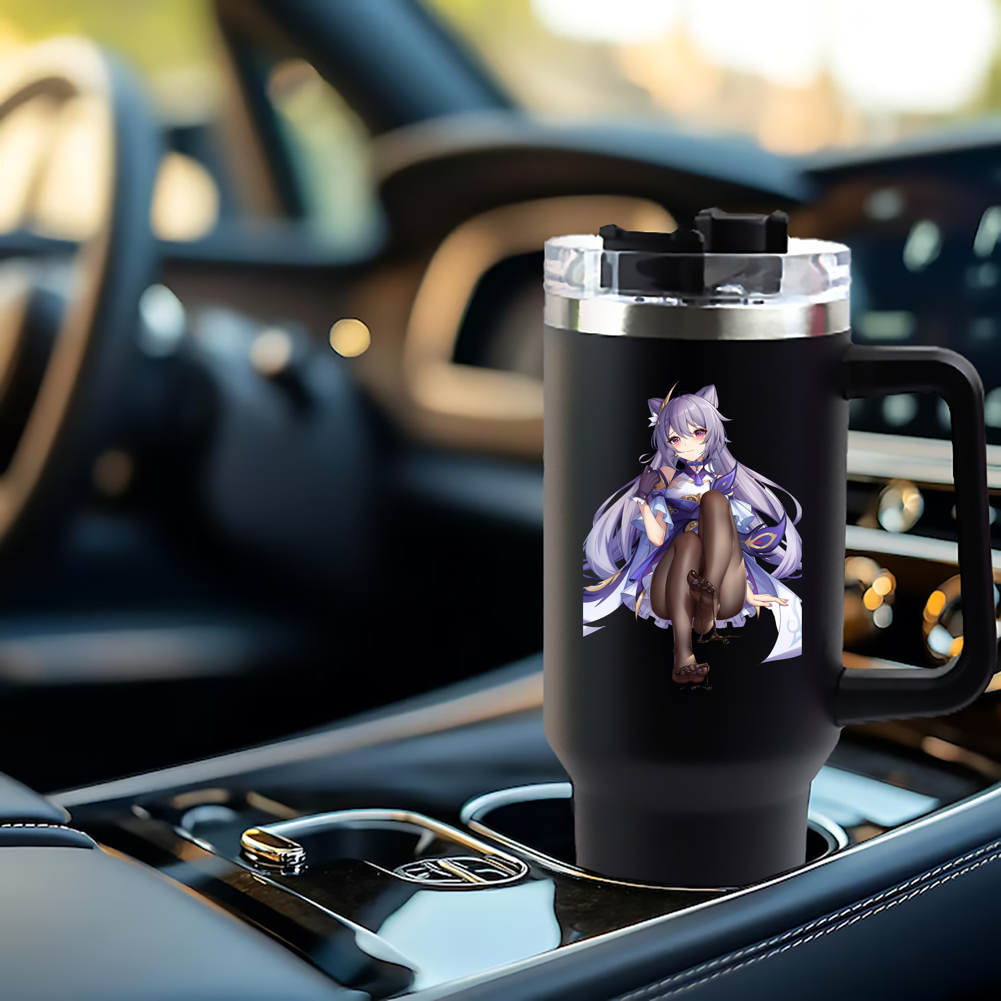 げんし神 刻晴 こくせい genshin Kokusei 1200mL車用タンブラー - クリスタルステッカー（プラスチックストロー付き）