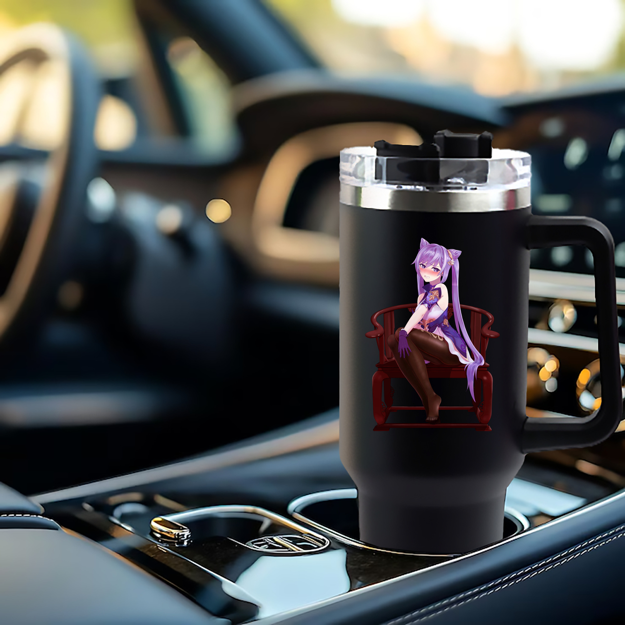 げんし神 刻晴 こくせい genshin Kokusei 1200mL車用タンブラー - クリスタルステッカー（プラスチックストロー付き）