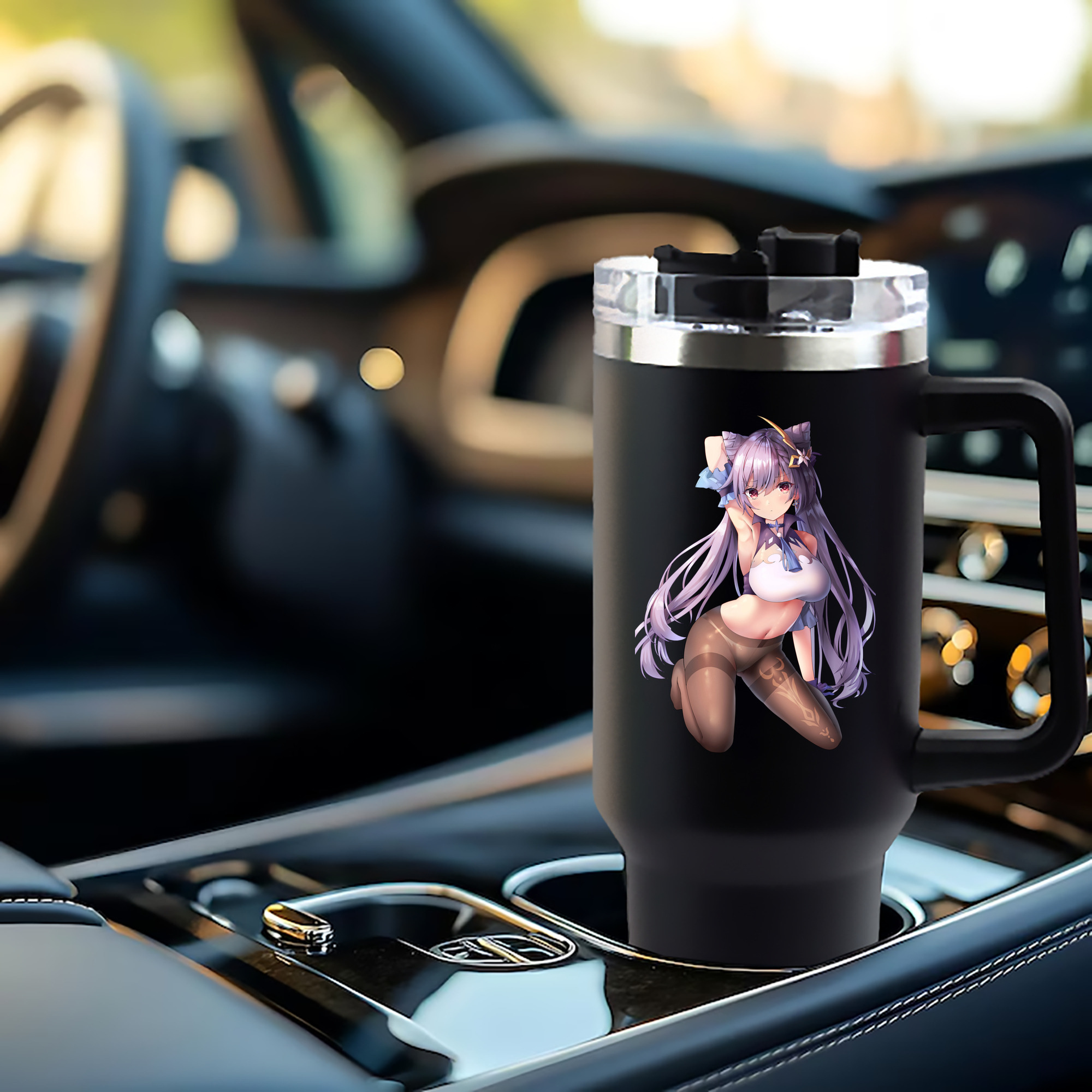 げんし神 刻晴 こくせい genshin Kokusei 1200mL車用タンブラー - クリスタルステッカー（プラスチックストロー付き）