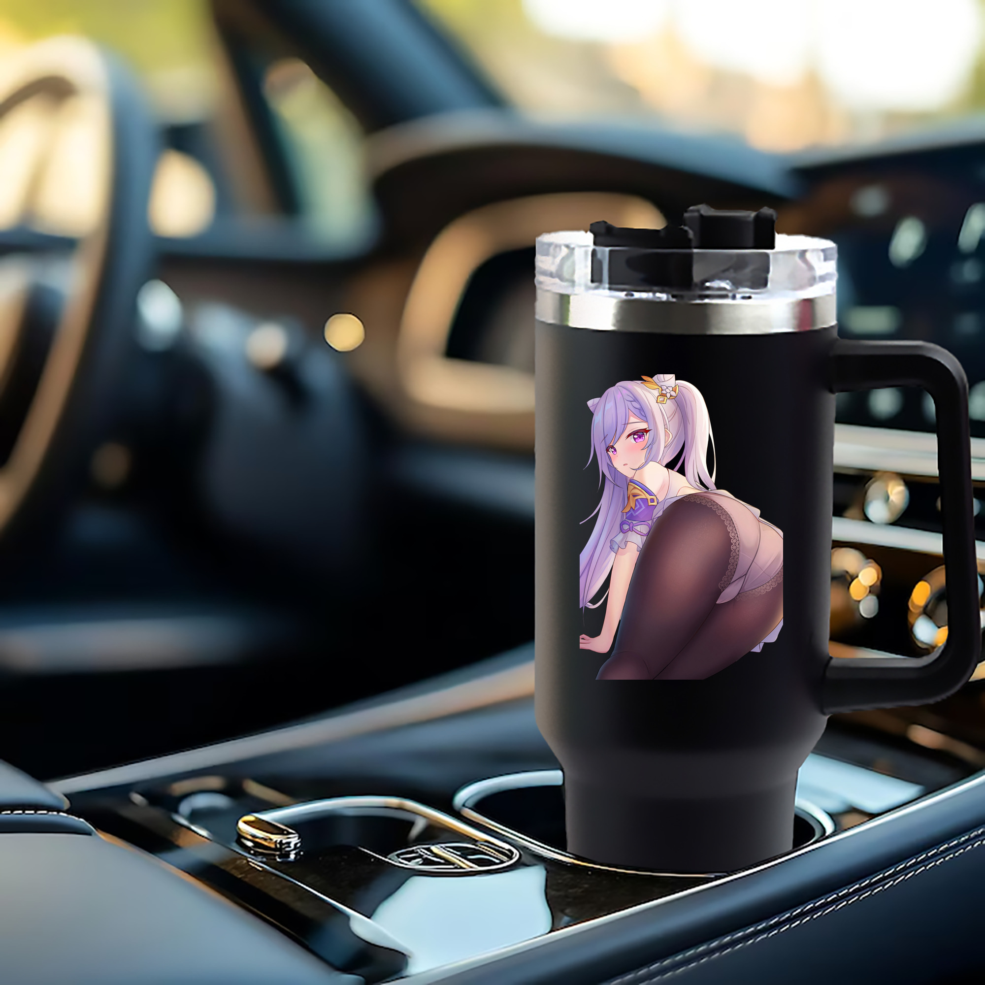 げんし神 刻晴 こくせい genshin Kokusei 1200mL車用タンブラー - クリスタルステッカー（プラスチックストロー付き）