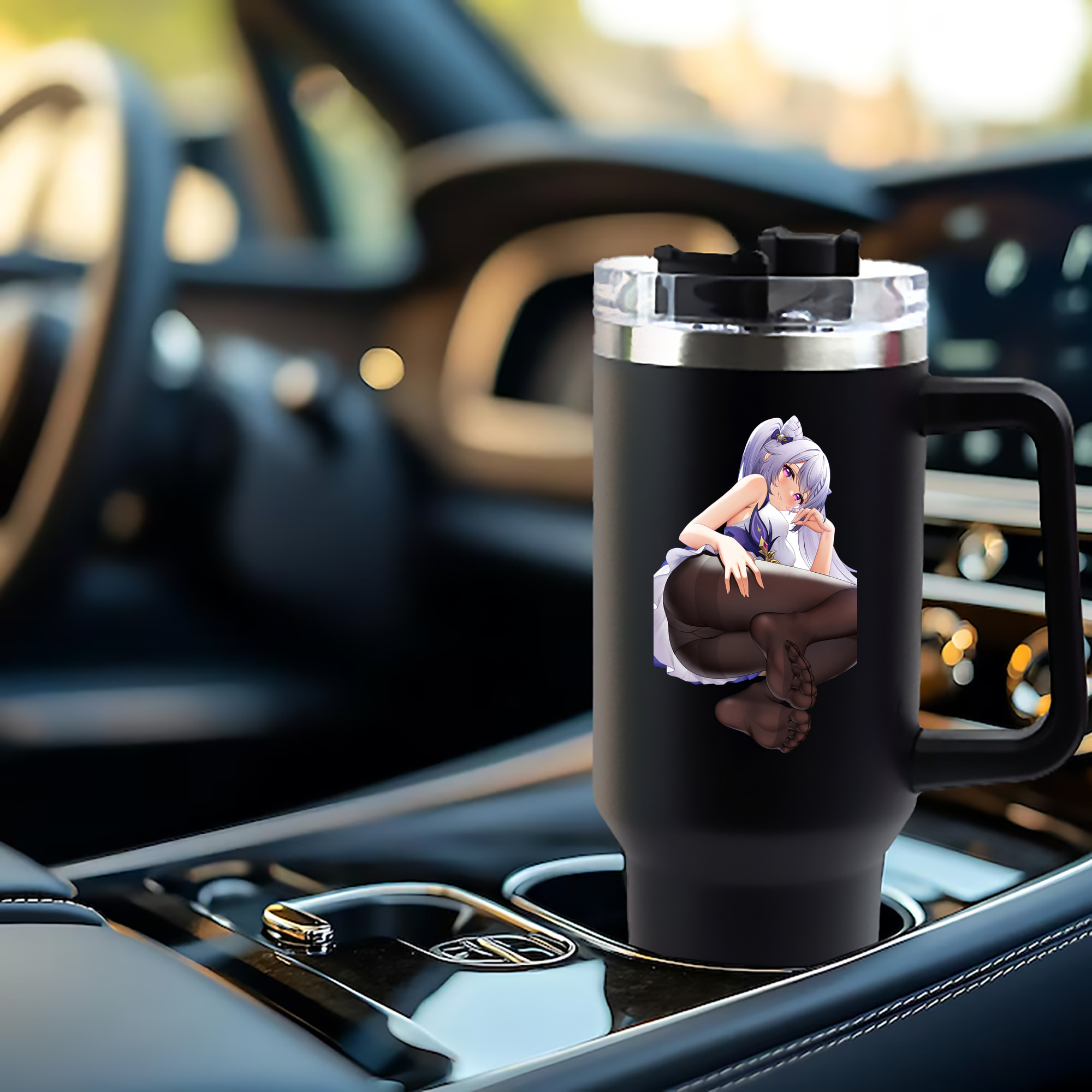 げんし神 刻晴 こくせい genshin Kokusei 1200mL車用タンブラー - クリスタルステッカー（プラスチックストロー付き）