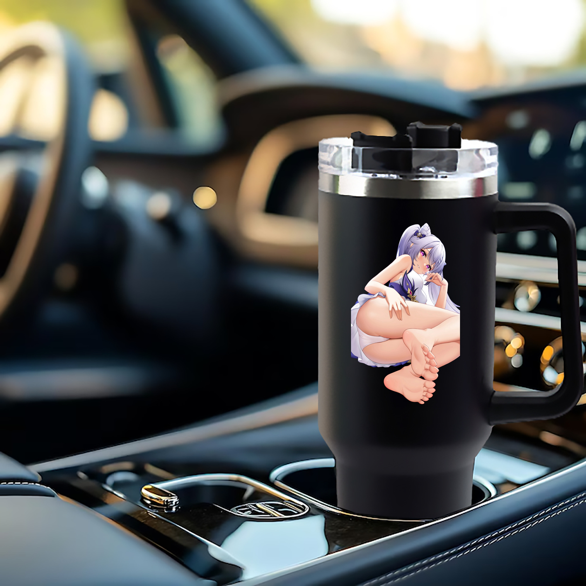 げんし神 刻晴 こくせい genshin Kokusei 1200mL車用タンブラー - クリスタルステッカー（プラスチックストロー付き）