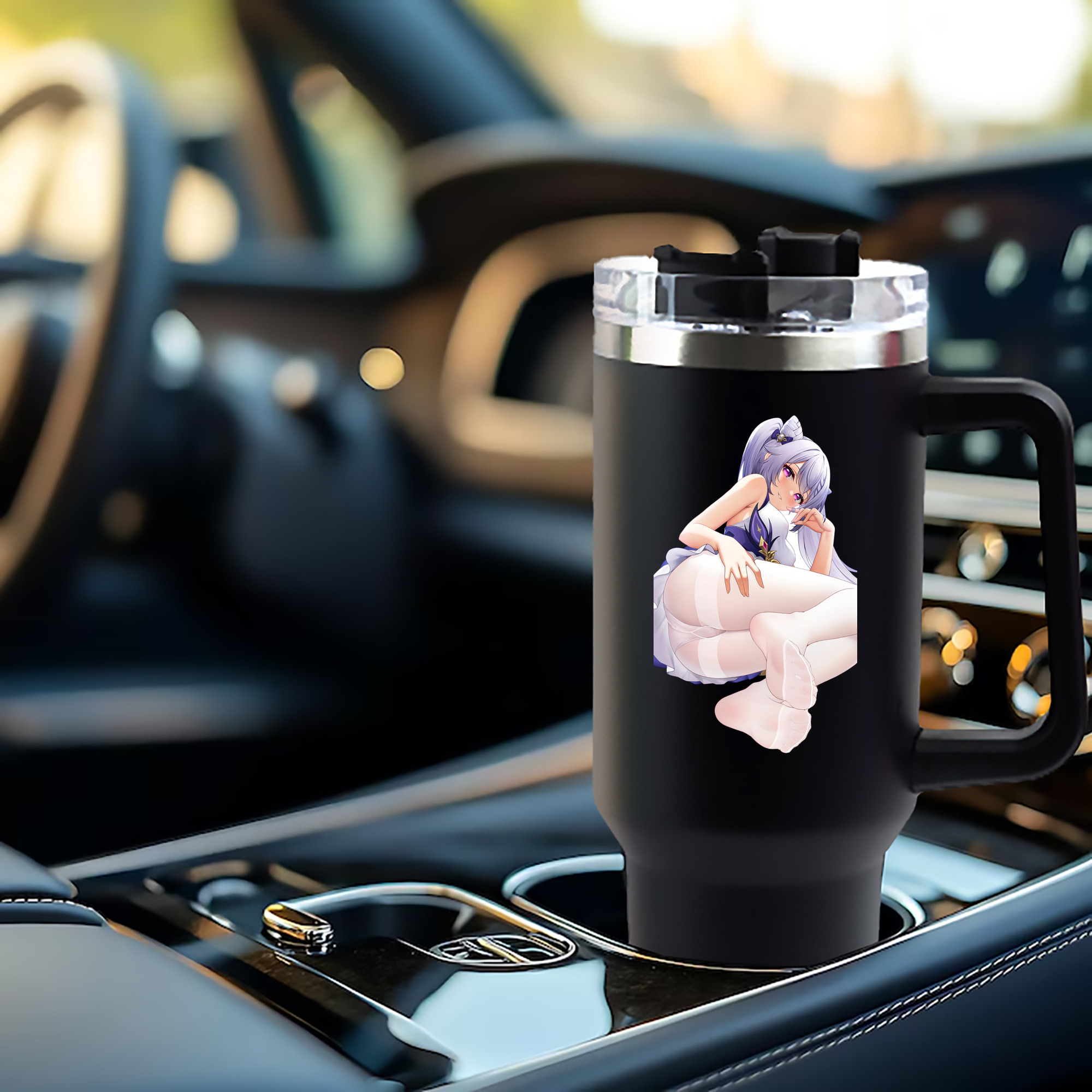 げんし神 刻晴 こくせい genshin Kokusei 1200mL車用タンブラー - クリスタルステッカー（プラスチックストロー付き）