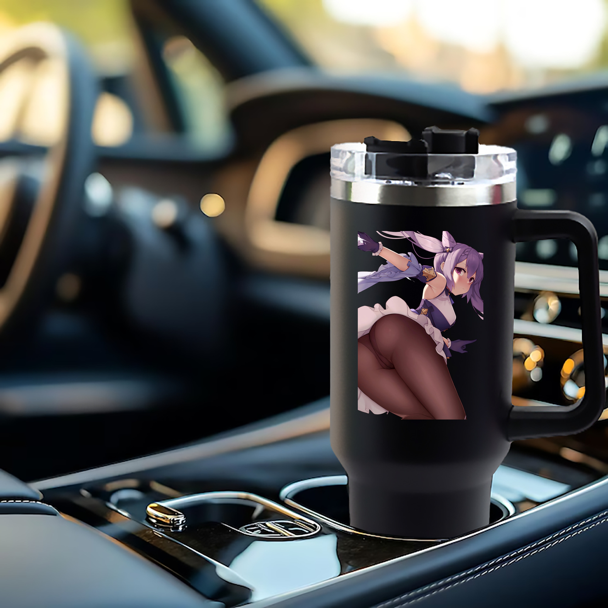 げんし神 刻晴 こくせい genshin Kokusei 1200mL車用タンブラー - クリスタルステッカー（プラスチックストロー付き）