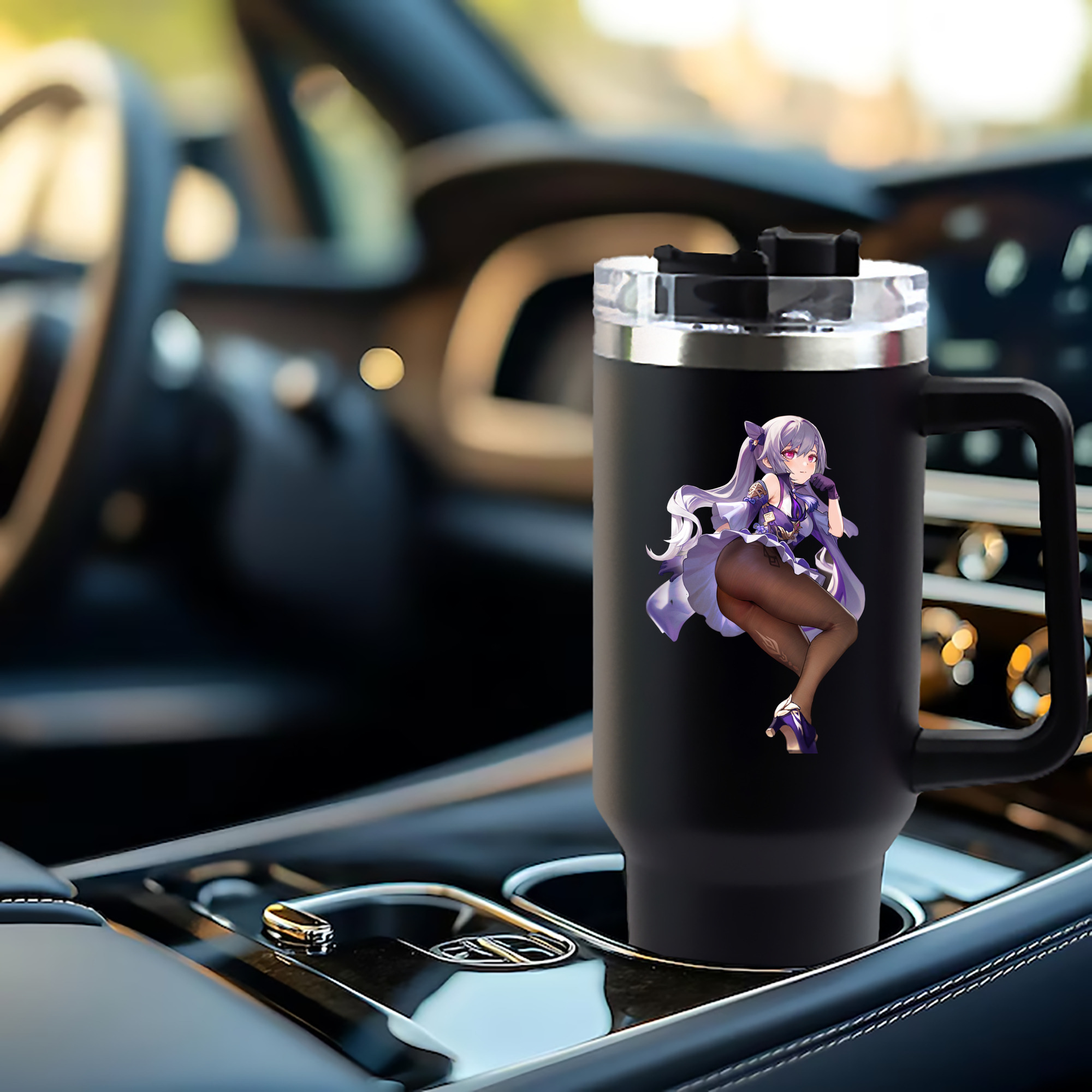 げんし神 刻晴 こくせい genshin Kokusei 1200mL車用タンブラー - クリスタルステッカー（プラスチックストロー付き）