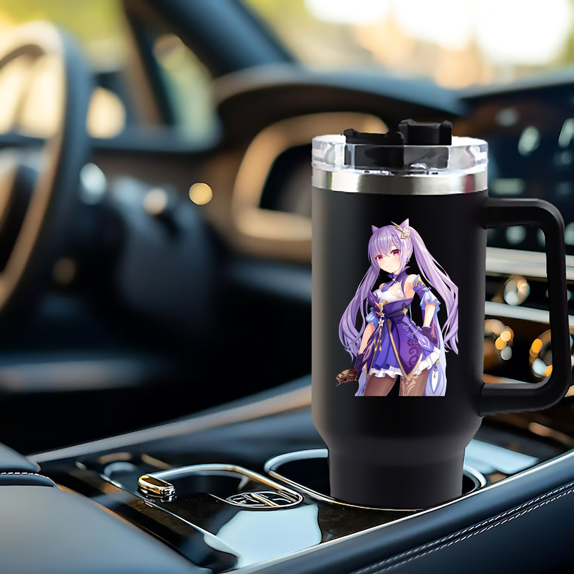 げんし神 刻晴 こくせい genshin Kokusei 1200mL車用タンブラー - クリスタルステッカー（プラスチックストロー付き）