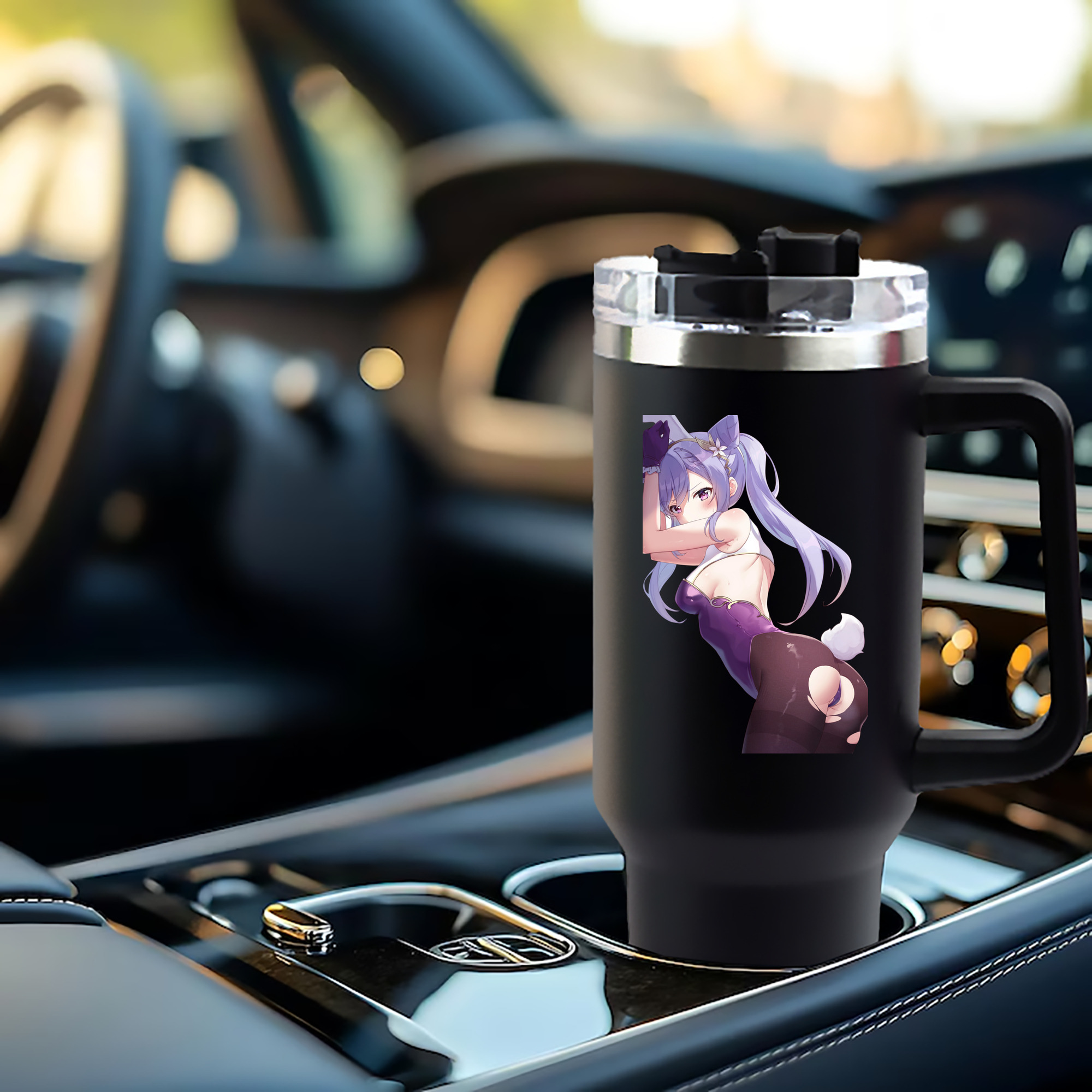 げんし神 刻晴 こくせい genshin Kokusei 1200mL車用タンブラー - クリスタルステッカー（プラスチックストロー付き）