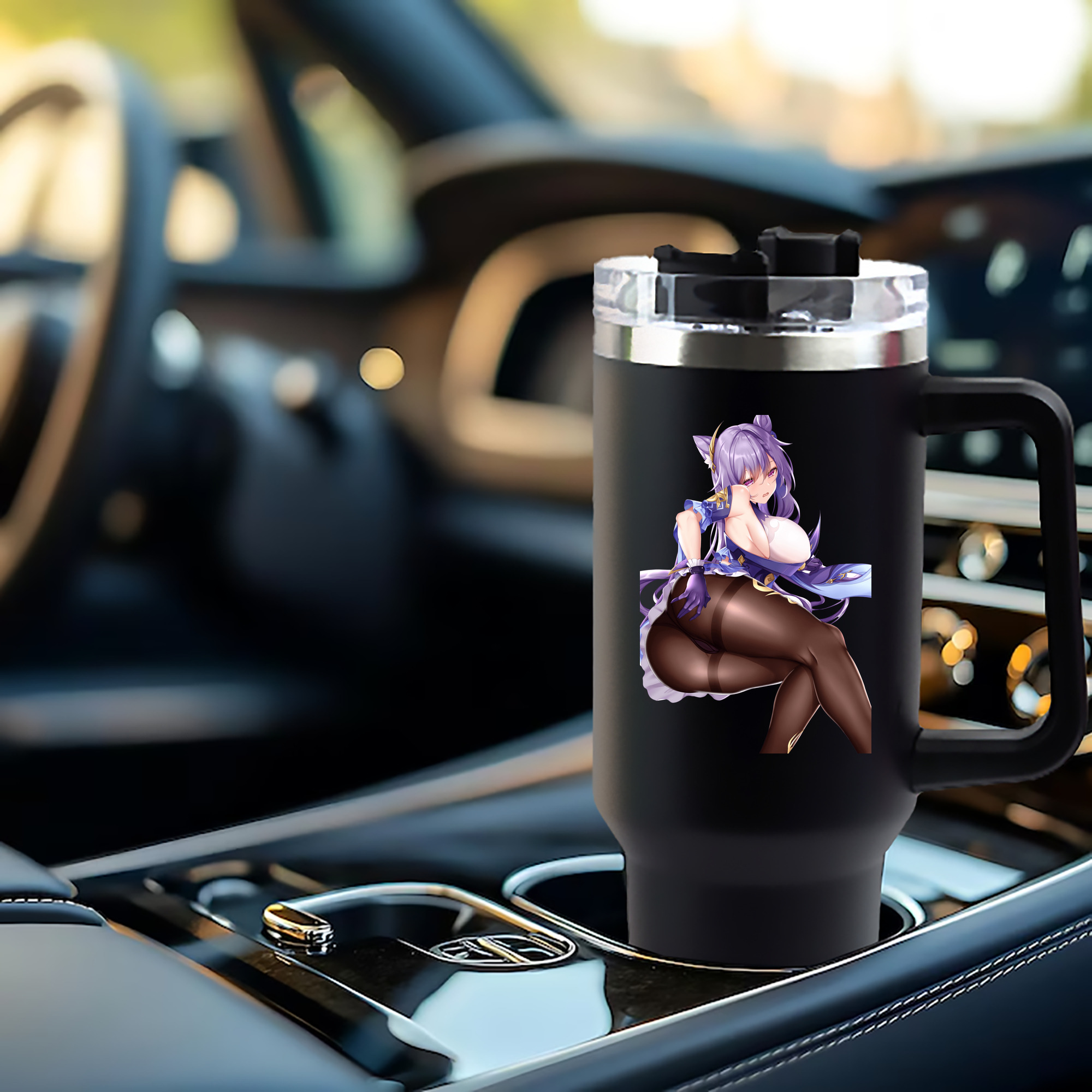 げんし神 刻晴 こくせい genshin Kokusei 1200mL車用タンブラー - クリスタルステッカー（プラスチックストロー付き）