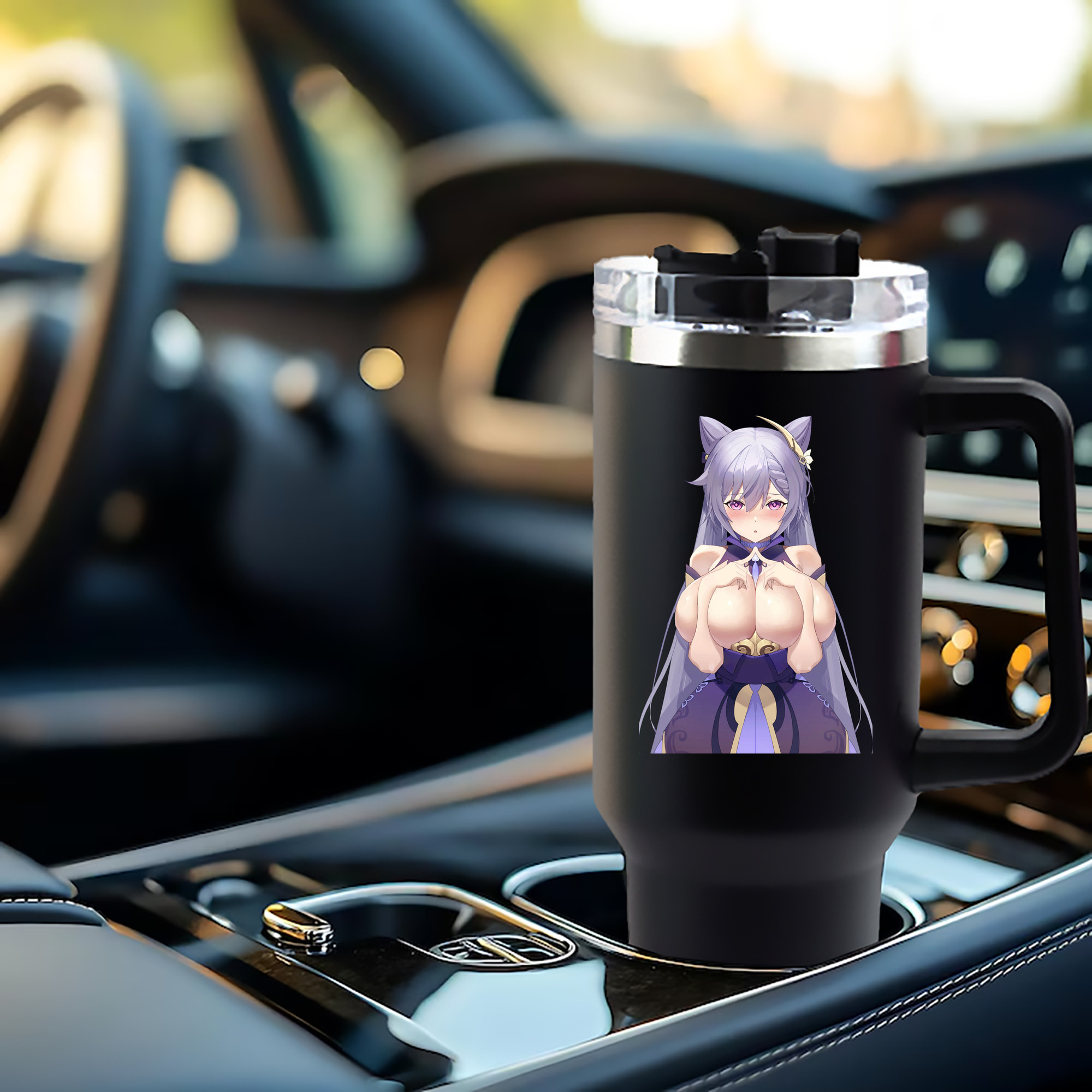 げんし神 刻晴 こくせい genshin Kokusei 1200mL車用タンブラー - クリスタルステッカー（プラスチックストロー付き）