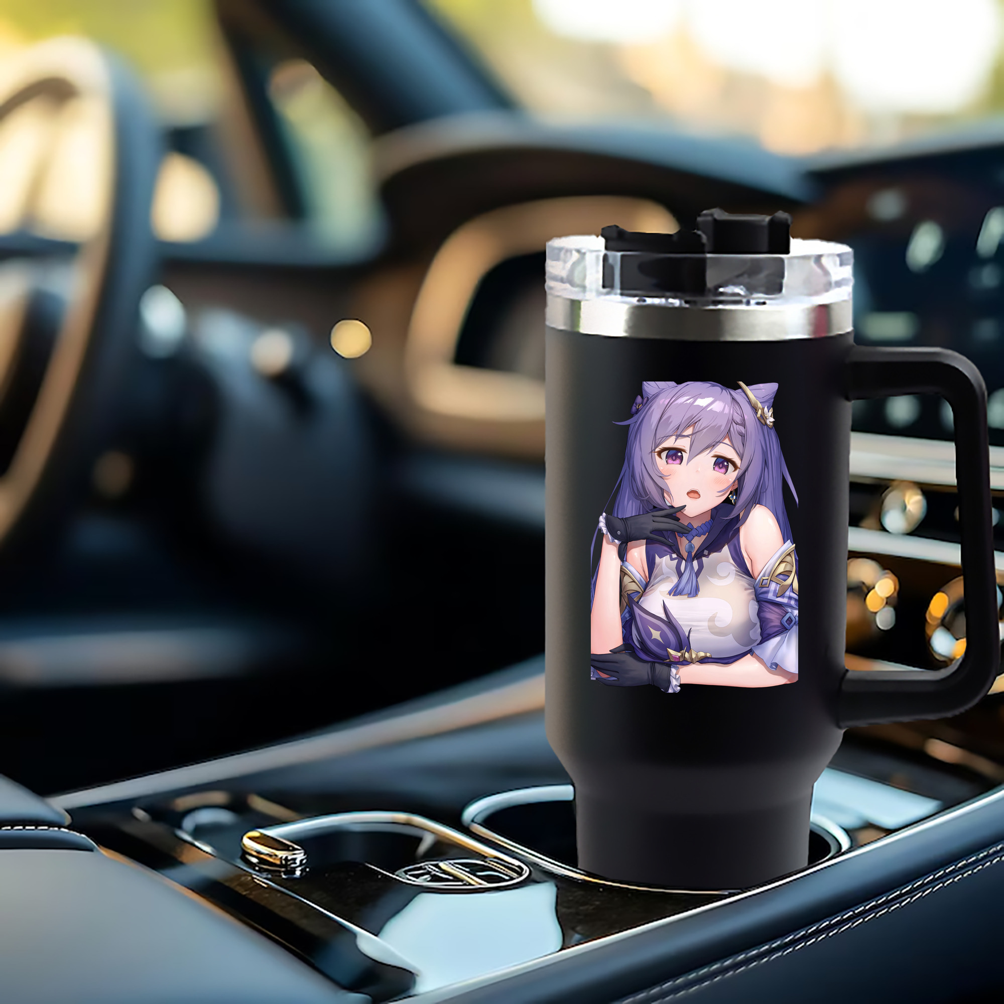 げんし神 刻晴 こくせい genshin Kokusei 1200mL車用タンブラー - クリスタルステッカー（プラスチックストロー付き）