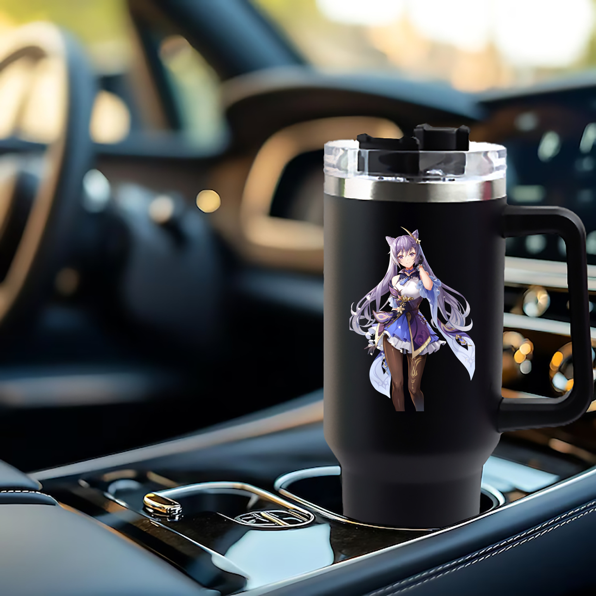 げんし神 刻晴 こくせい genshin Kokusei 1200mL車用タンブラー - クリスタルステッカー（プラスチックストロー付き）