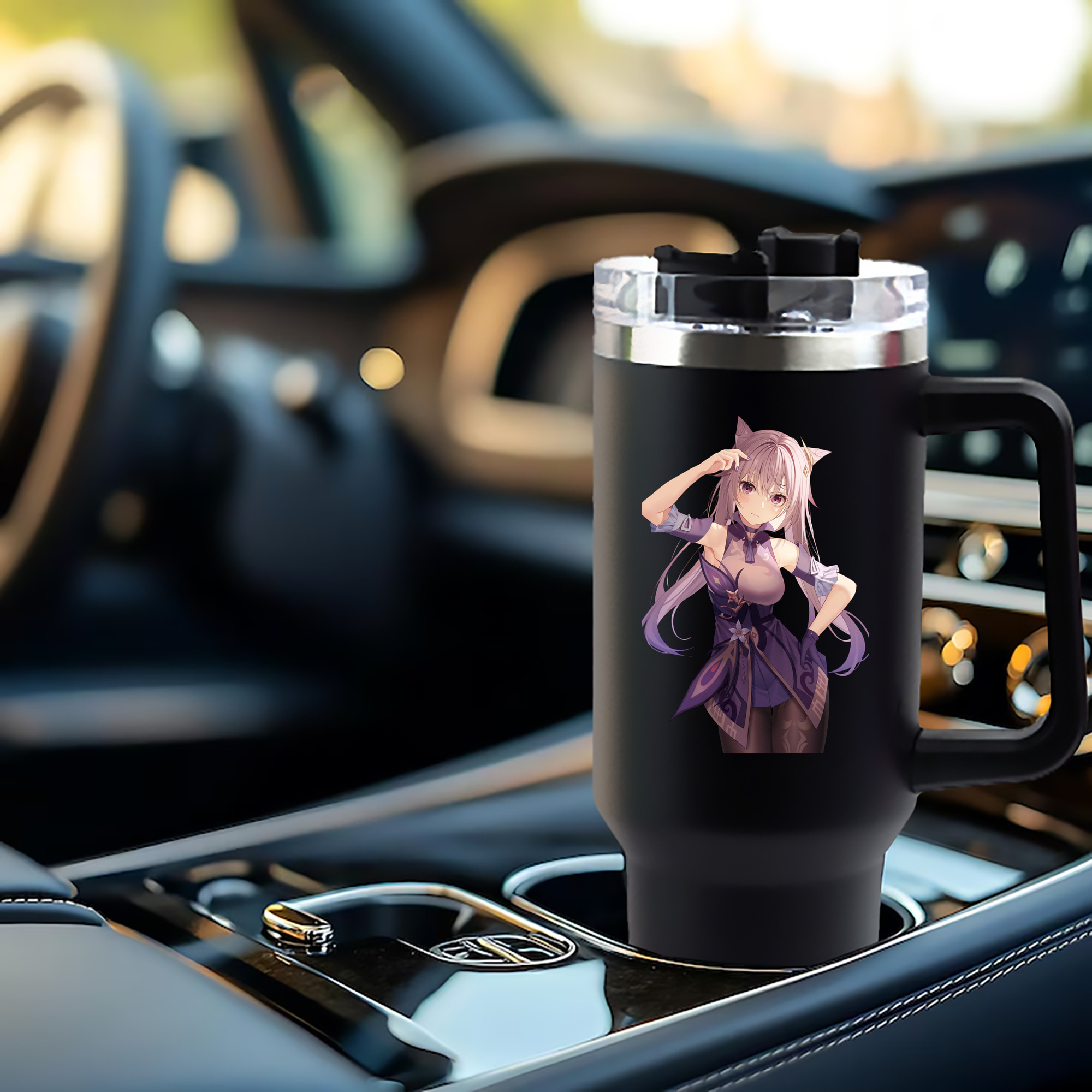 げんし神 刻晴 こくせい genshin Kokusei 1200mL車用タンブラー - クリスタルステッカー（プラスチックストロー付き）