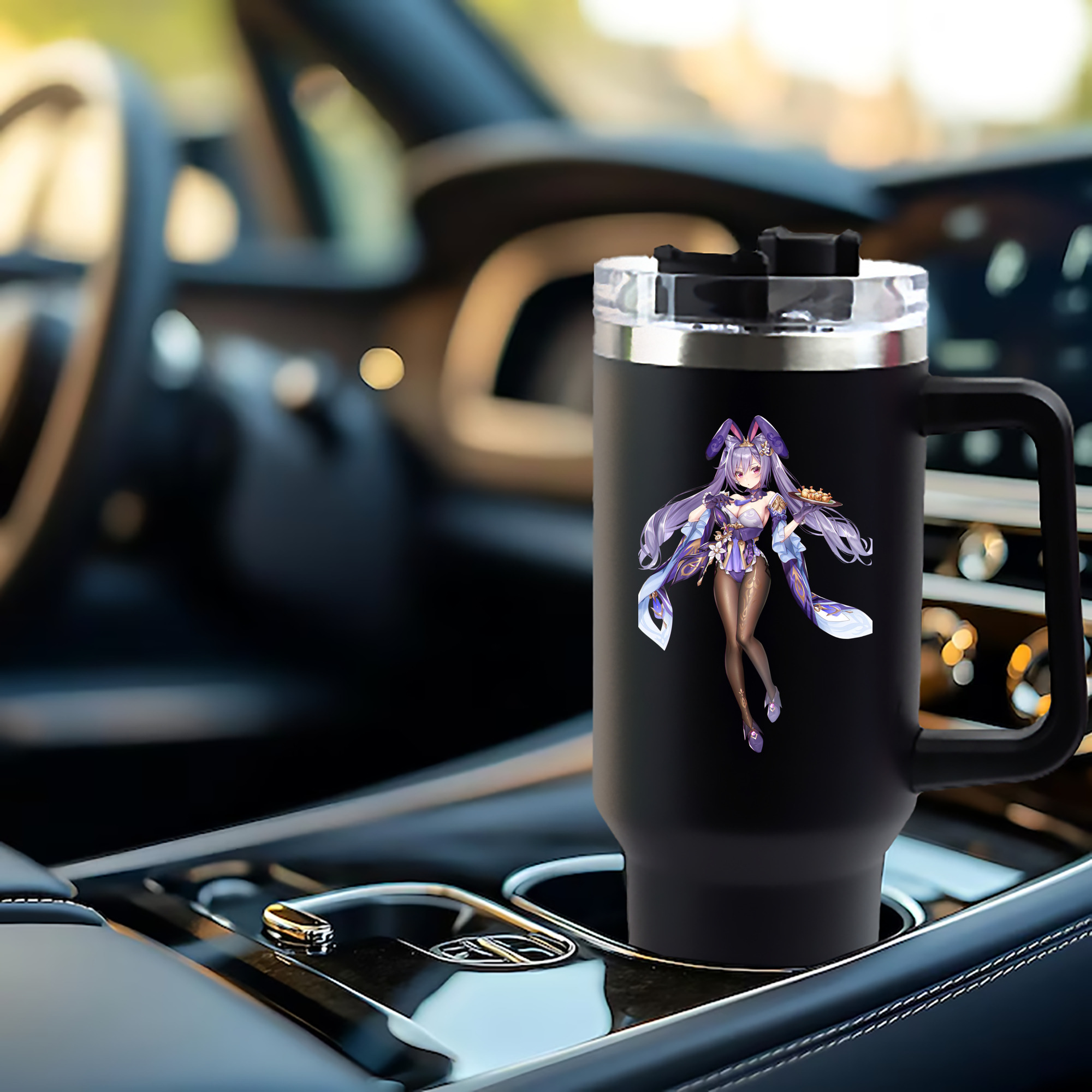 げんし神 刻晴 こくせい genshin Kokusei 1200mL車用タンブラー - クリスタルステッカー（プラスチックストロー付き）