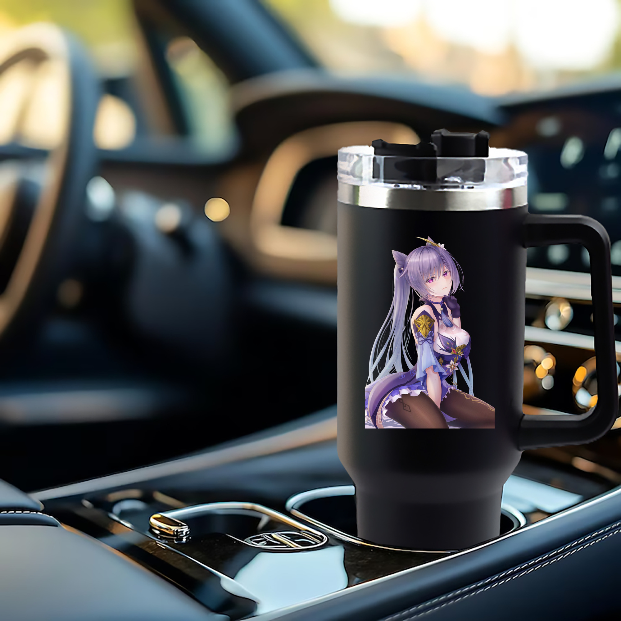 げんし神 刻晴 こくせい genshin Kokusei 1200mL車用タンブラー - クリスタルステッカー（プラスチックストロー付き）