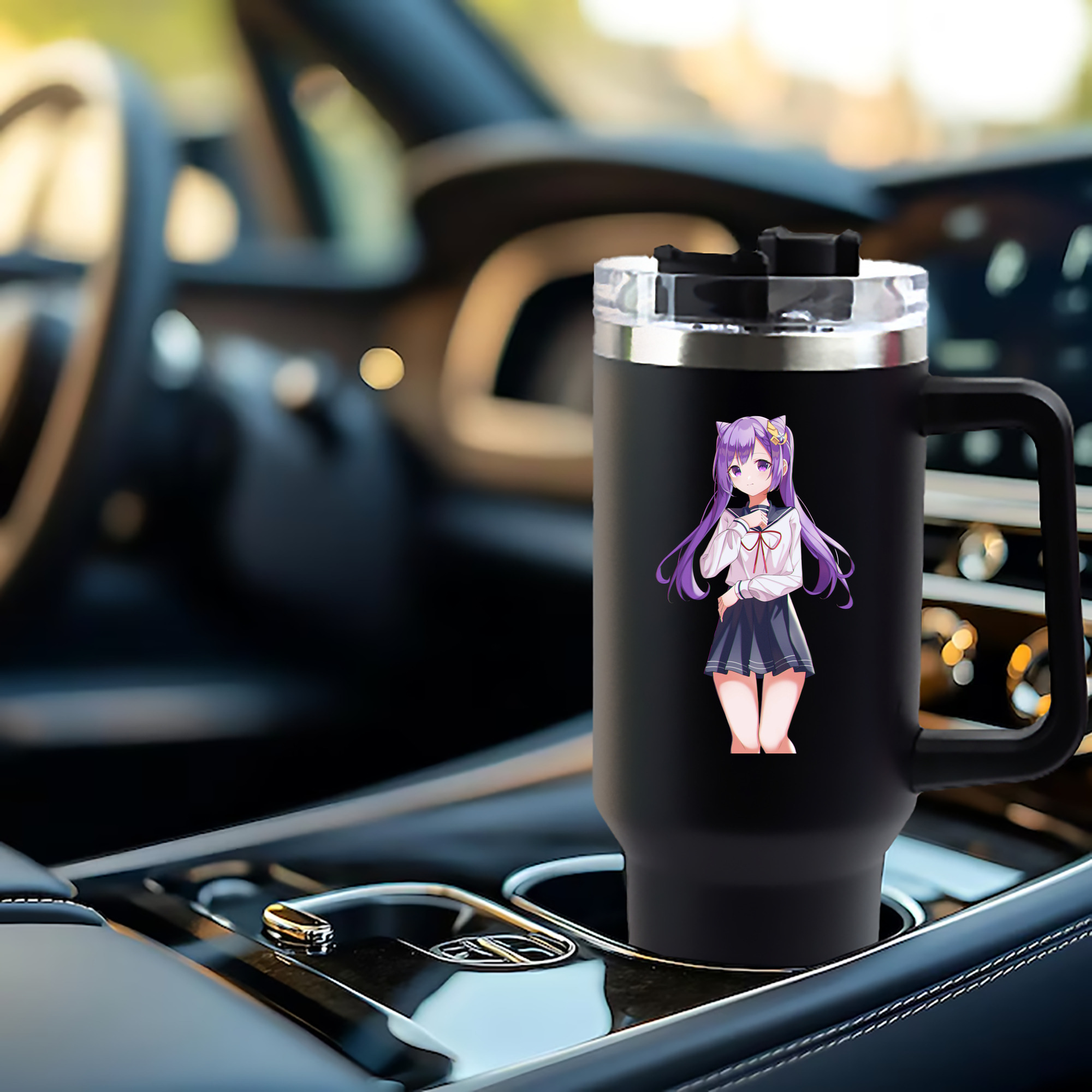 げんし神 刻晴 こくせい genshin Kokusei 1200mL車用タンブラー - クリスタルステッカー（プラスチックストロー付き）