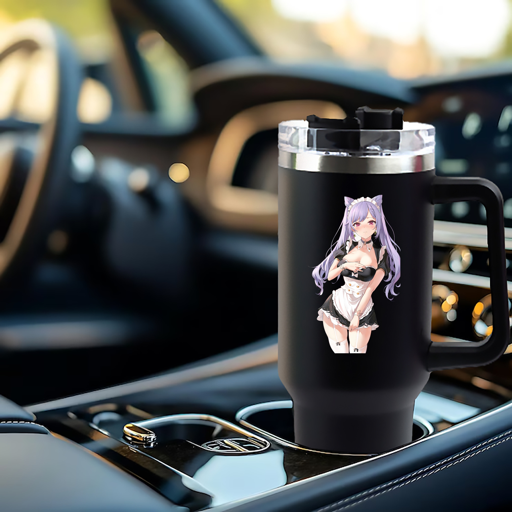 げんし神 刻晴 こくせい genshin Kokusei 1200mL車用タンブラー - クリスタルステッカー（プラスチックストロー付き）