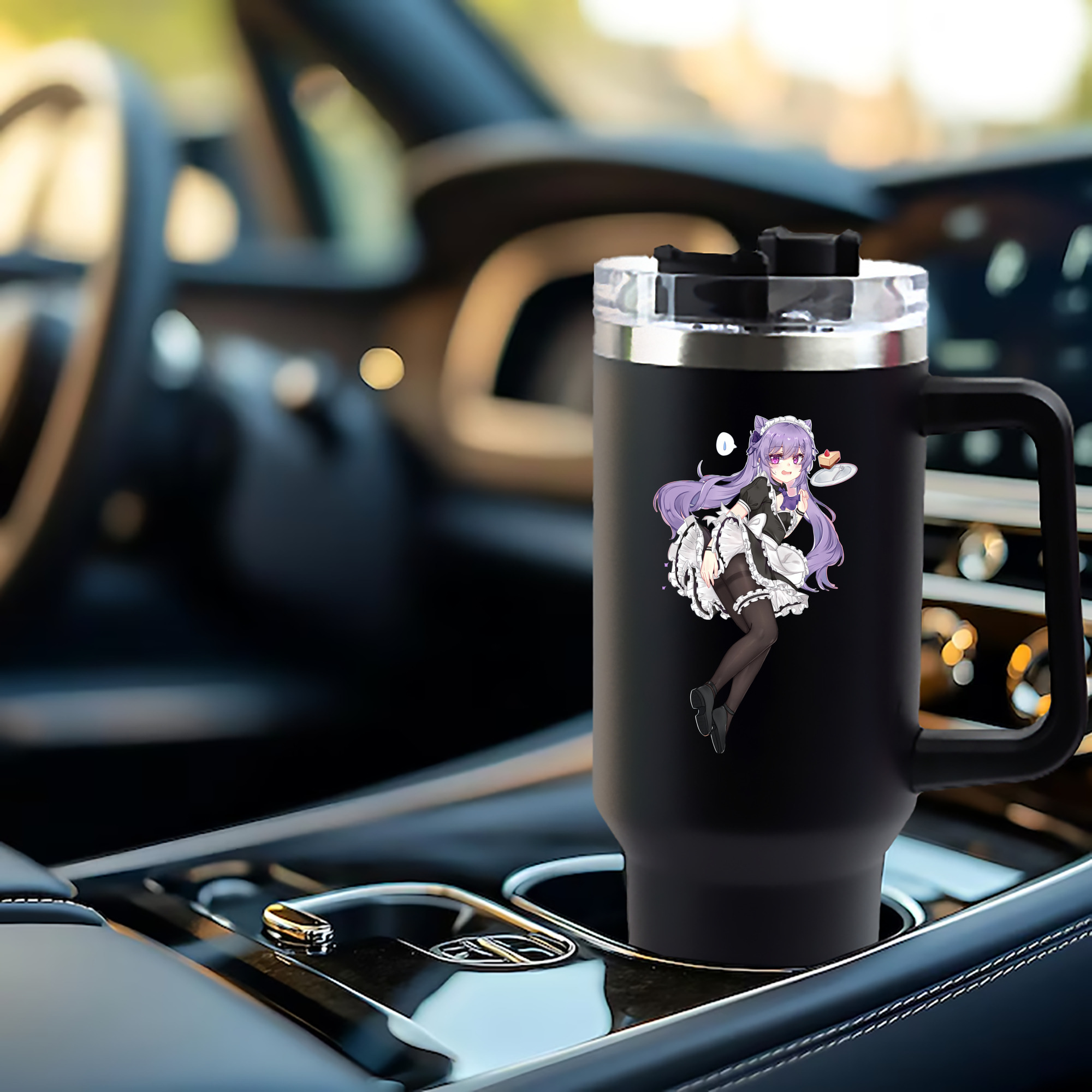 げんし神 刻晴 こくせい genshin Kokusei 1200mL車用タンブラー - クリスタルステッカー（プラスチックストロー付き）