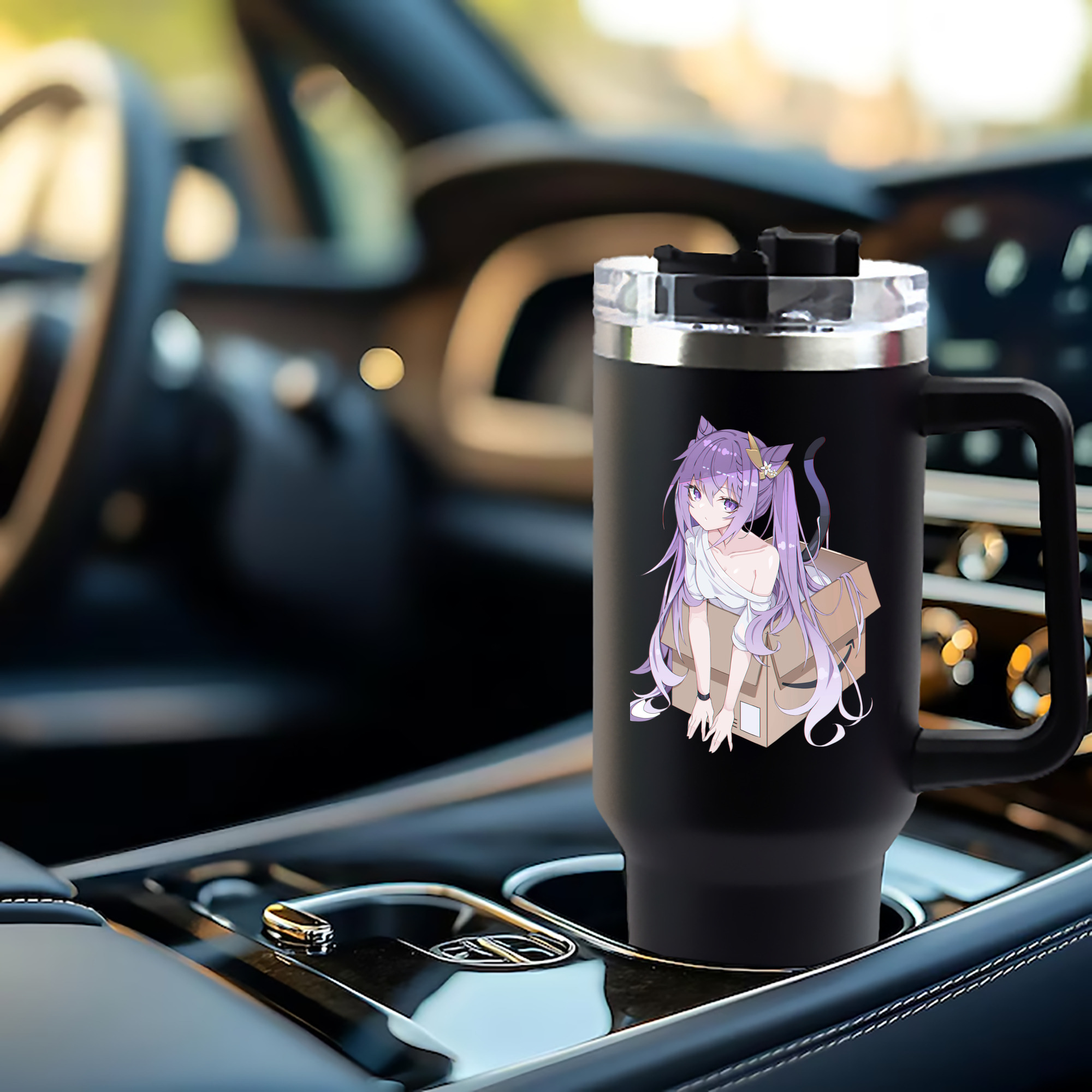 げんし神 刻晴 こくせい genshin Kokusei 1200mL車用タンブラー - クリスタルステッカー（プラスチックストロー付き）