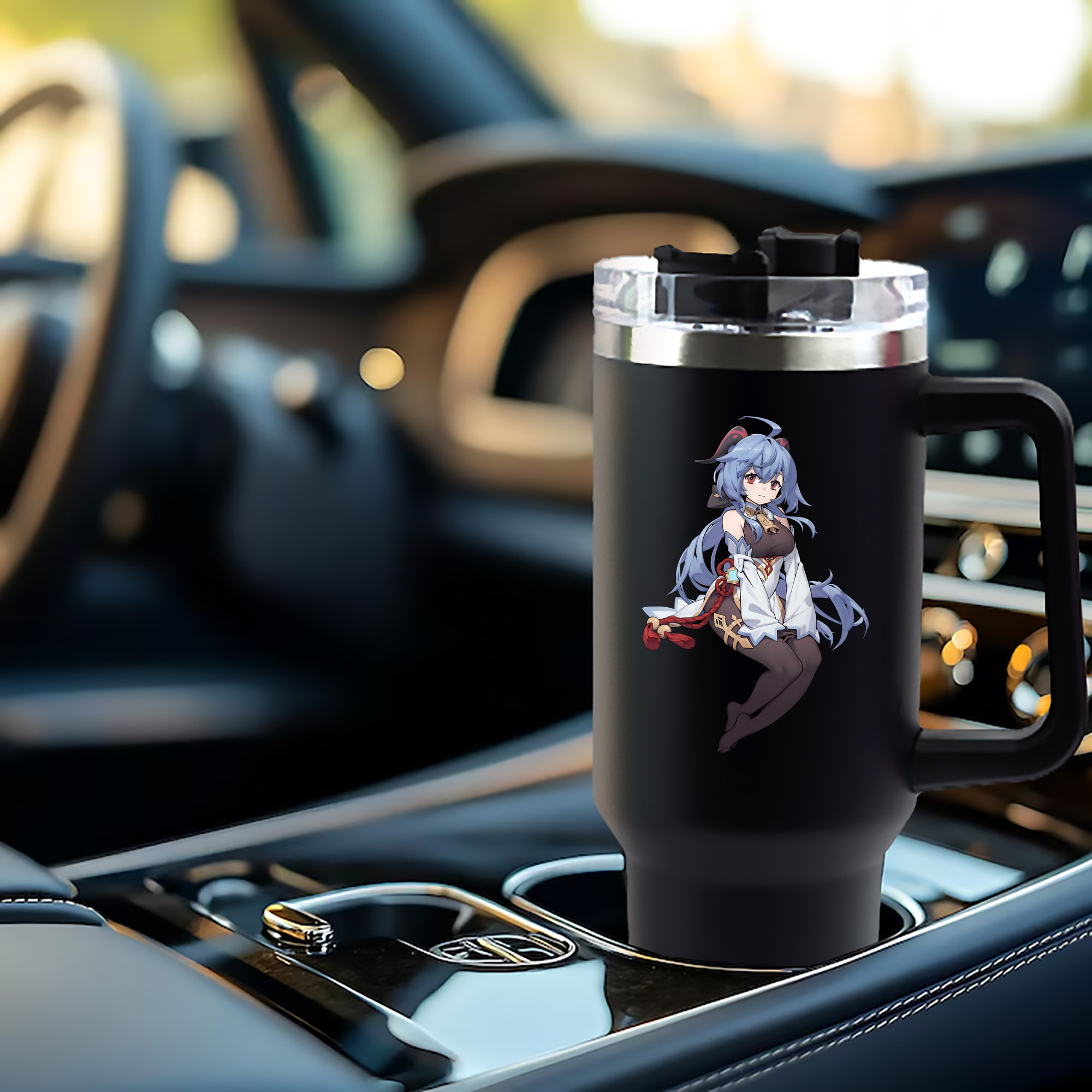 げんし神 甘雨 かんう genshin Ganyu 1200mL車用タンブラー - クリスタルステッカー（プラスチックストロー付き）