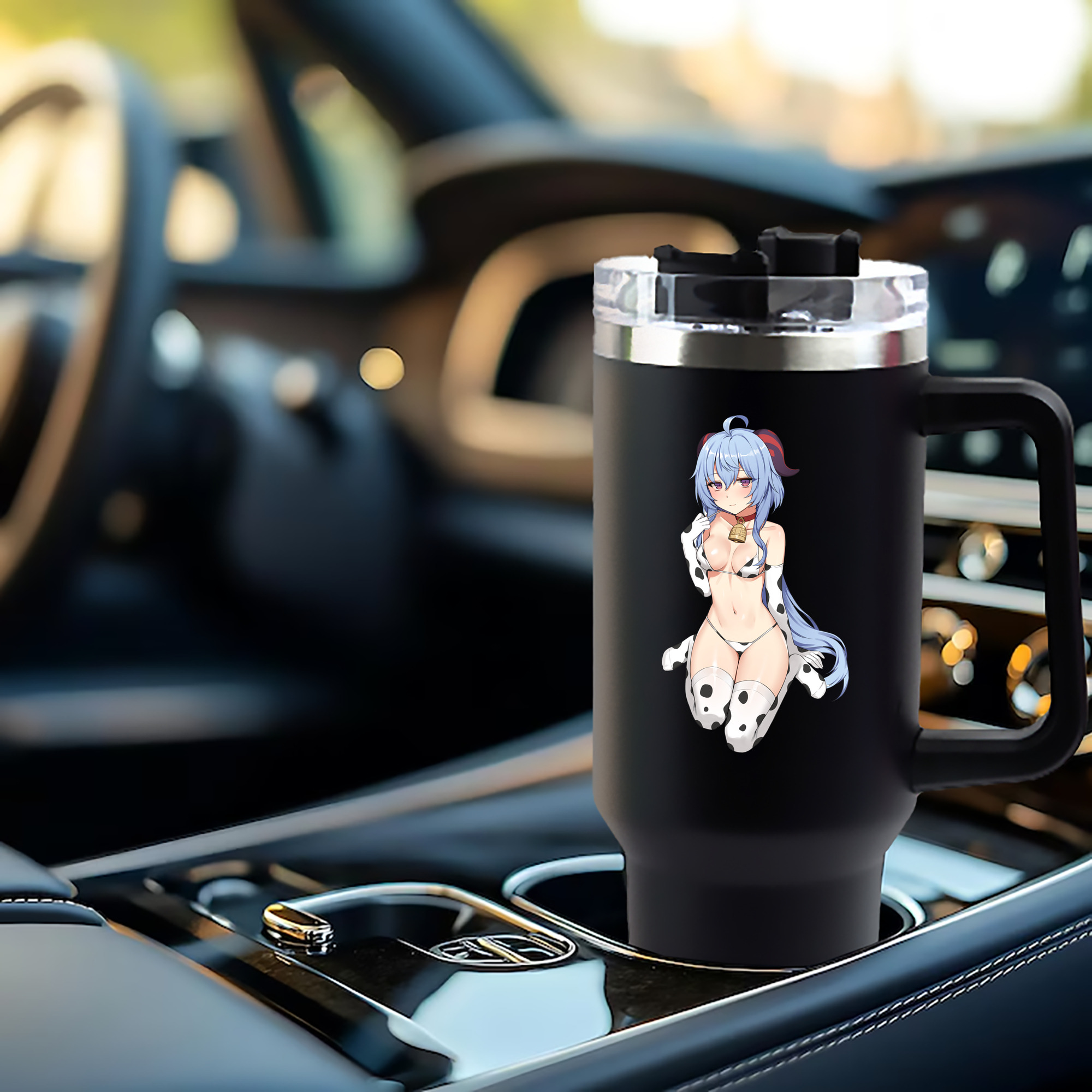 げんし神 甘雨 かんう genshin Ganyu 1200mL車用タンブラー - クリスタルステッカー（プラスチックストロー付き）