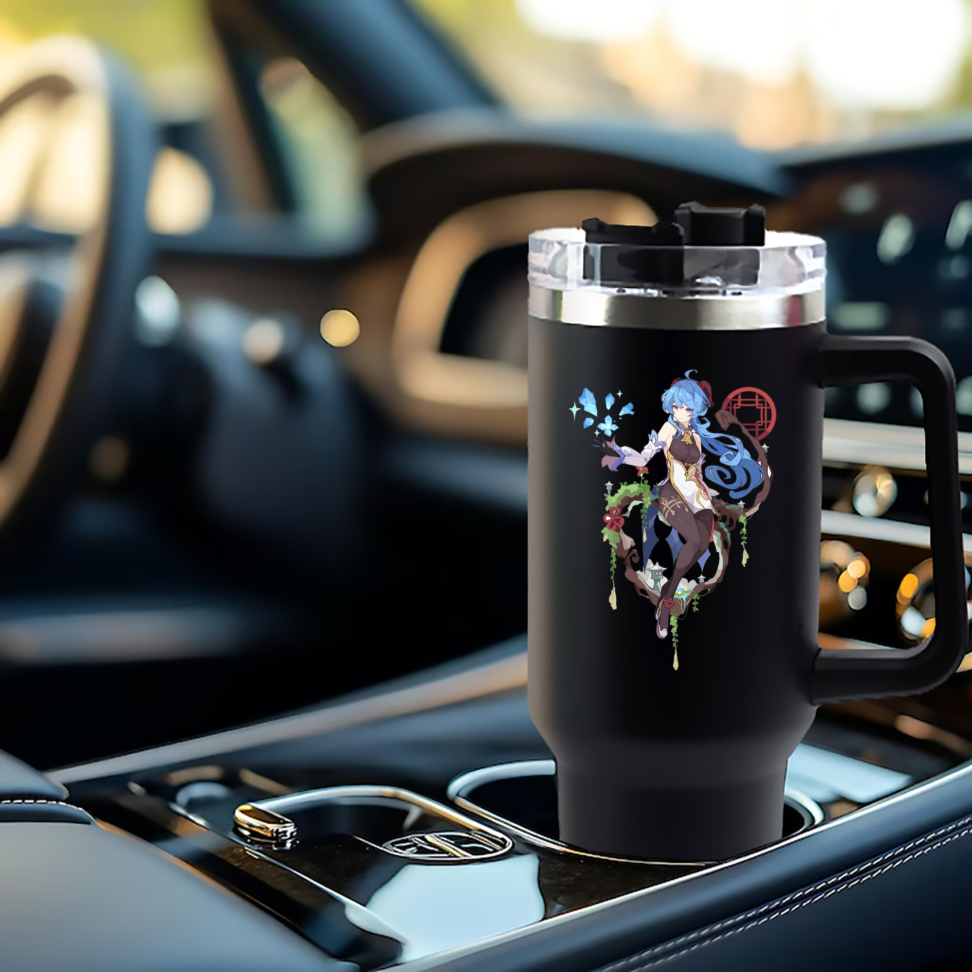 げんし神 甘雨 かんう genshin Ganyu 1200mL車用タンブラー - クリスタルステッカー（プラスチックストロー付き）