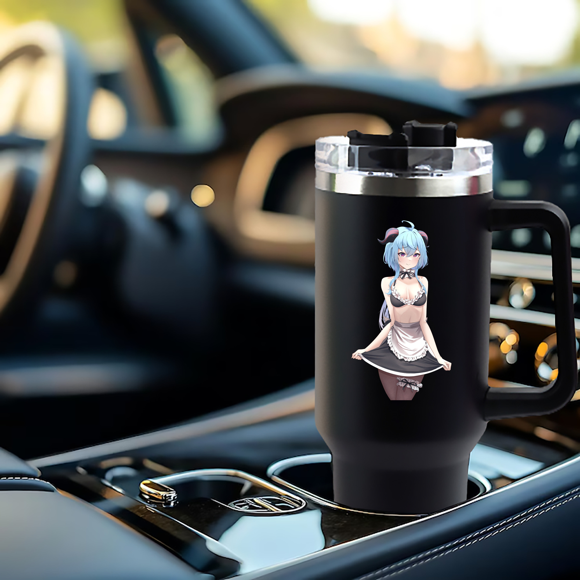 げんし神 甘雨 かんう genshin Ganyu 1200mL車用タンブラー - クリスタルステッカー（プラスチックストロー付き）