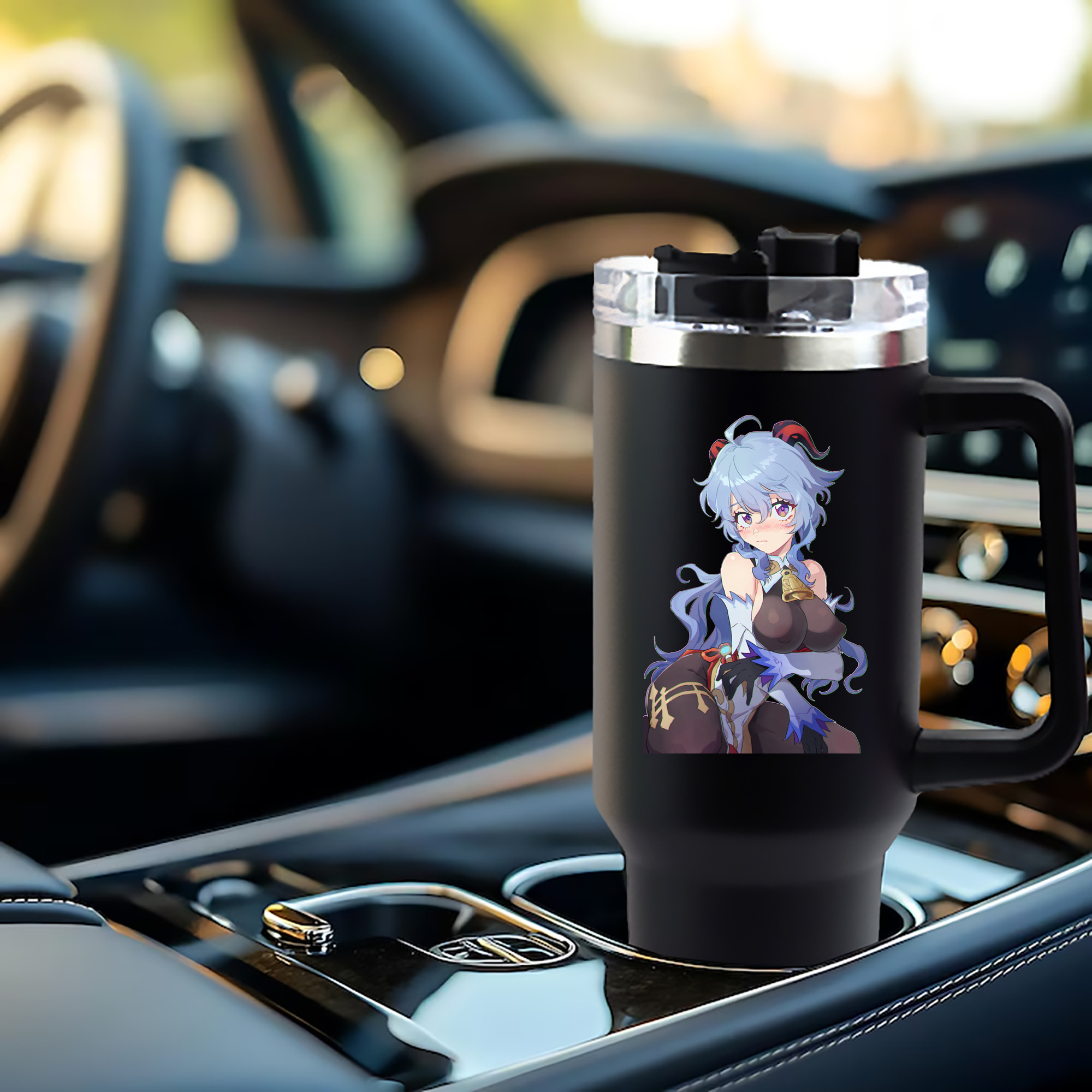 げんし神 甘雨 かんう genshin Ganyu 1200mL車用タンブラー - クリスタルステッカー（プラスチックストロー付き）