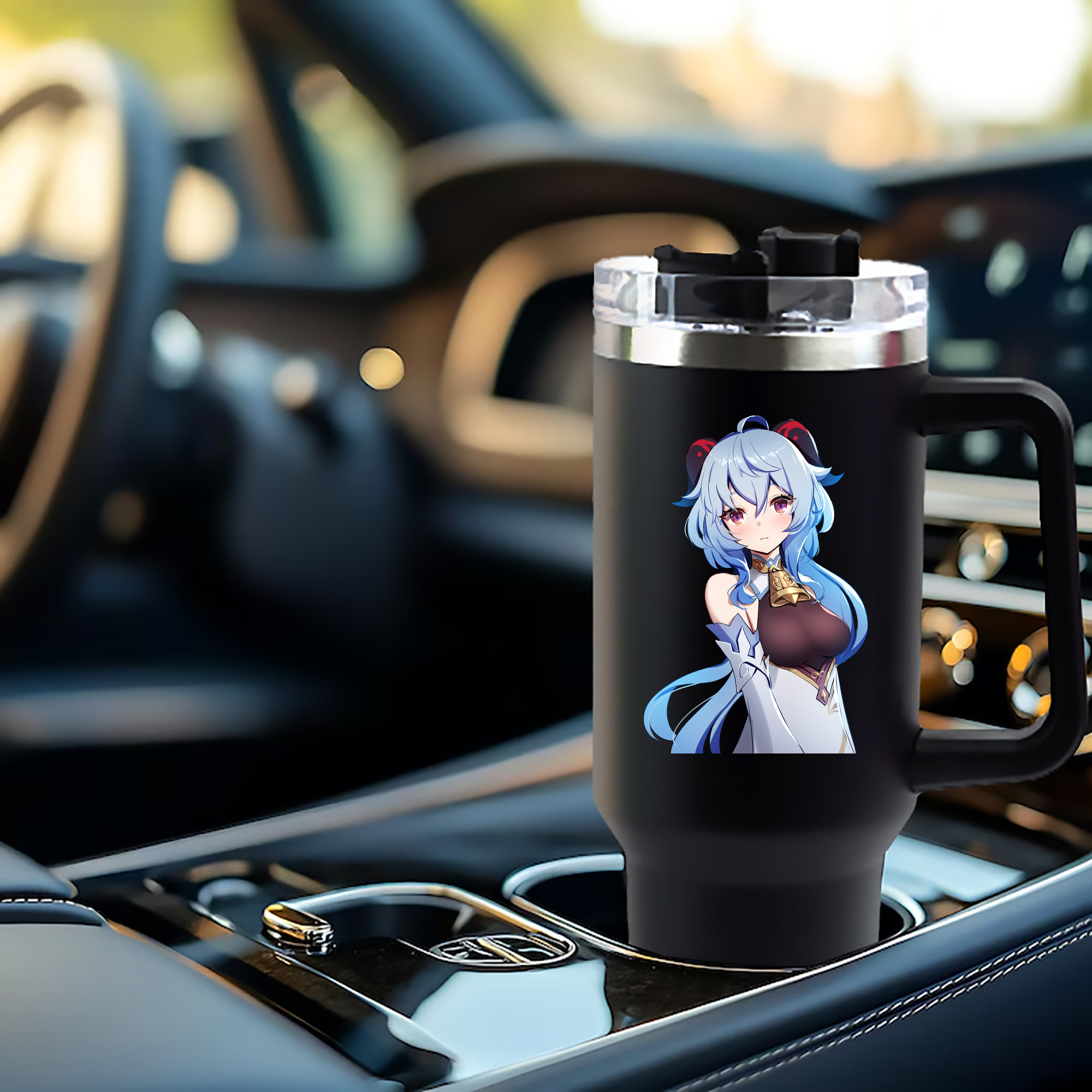 げんし神 甘雨 かんう genshin Ganyu 1200mL車用タンブラー - クリスタルステッカー（プラスチックストロー付き）