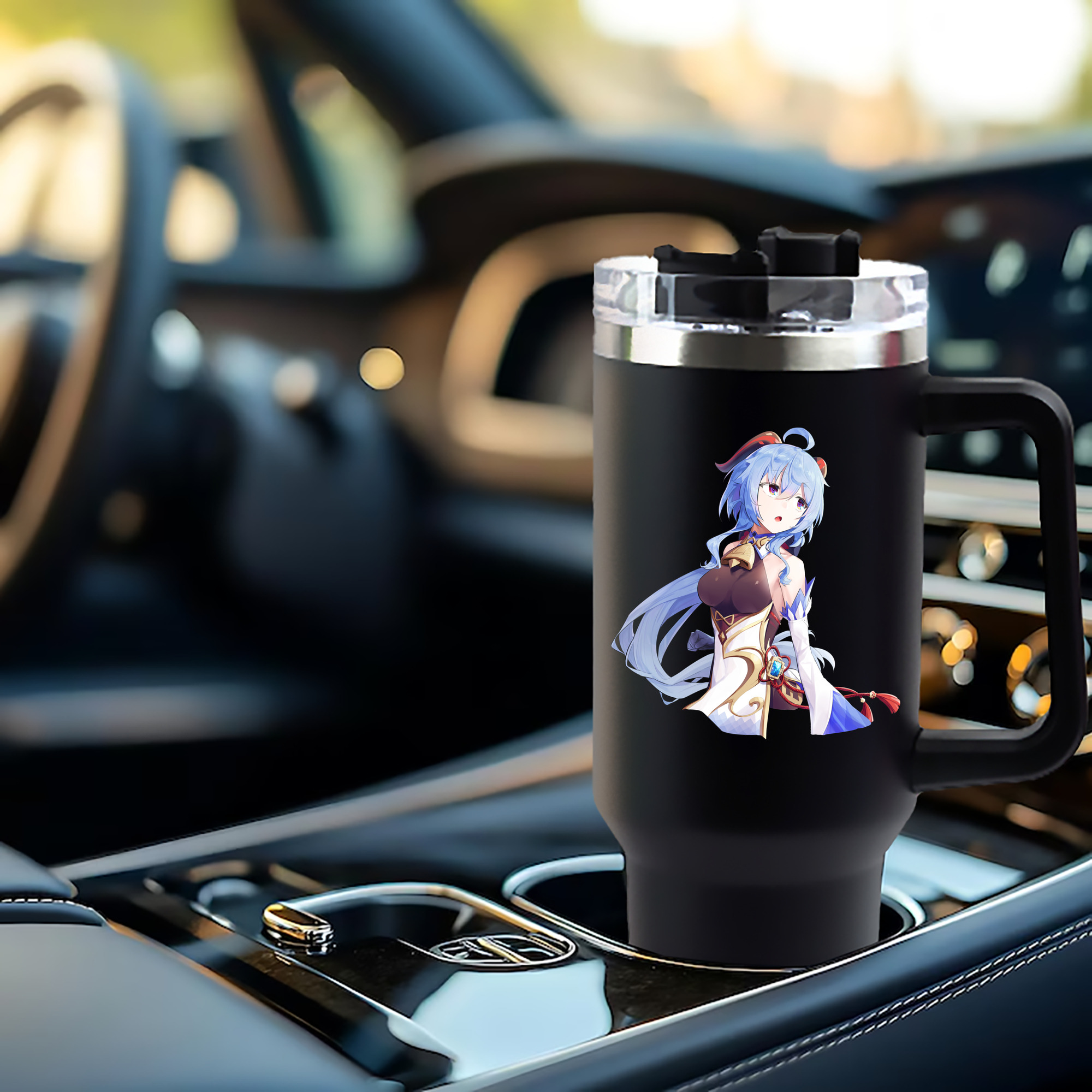 げんし神 甘雨 かんう genshin Ganyu 1200mL車用タンブラー - クリスタルステッカー（プラスチックストロー付き）
