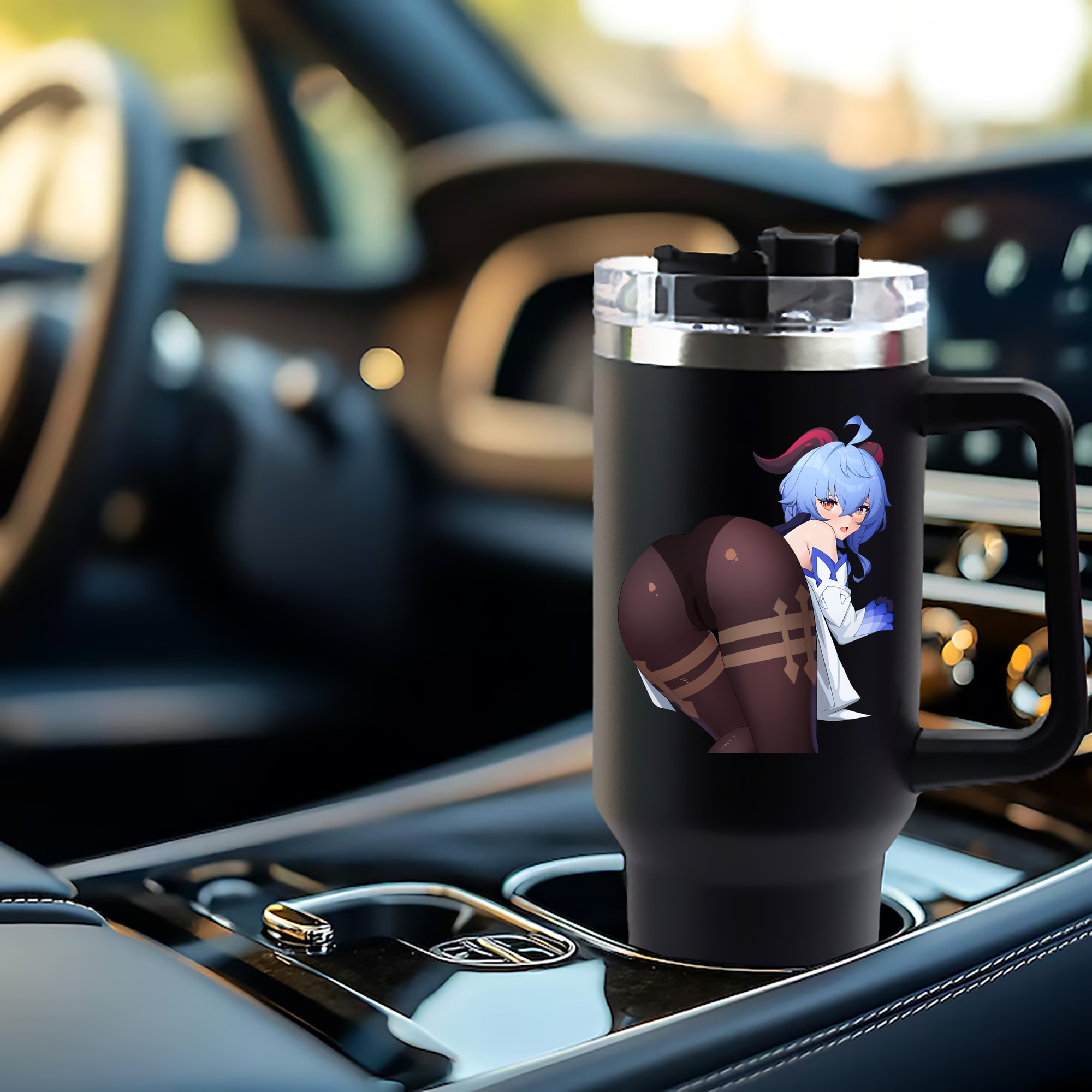 げんし神 甘雨 かんう genshin Ganyu 1200mL車用タンブラー - クリスタルステッカー（プラスチックストロー付き）