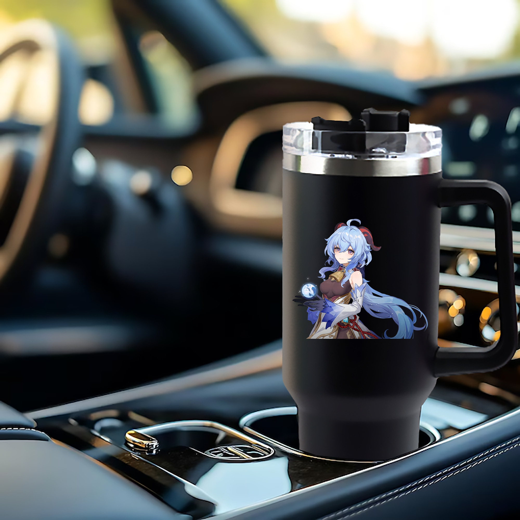 げんし神 甘雨 かんう genshin Ganyu 1200mL車用タンブラー - クリスタルステッカー（プラスチックストロー付き）