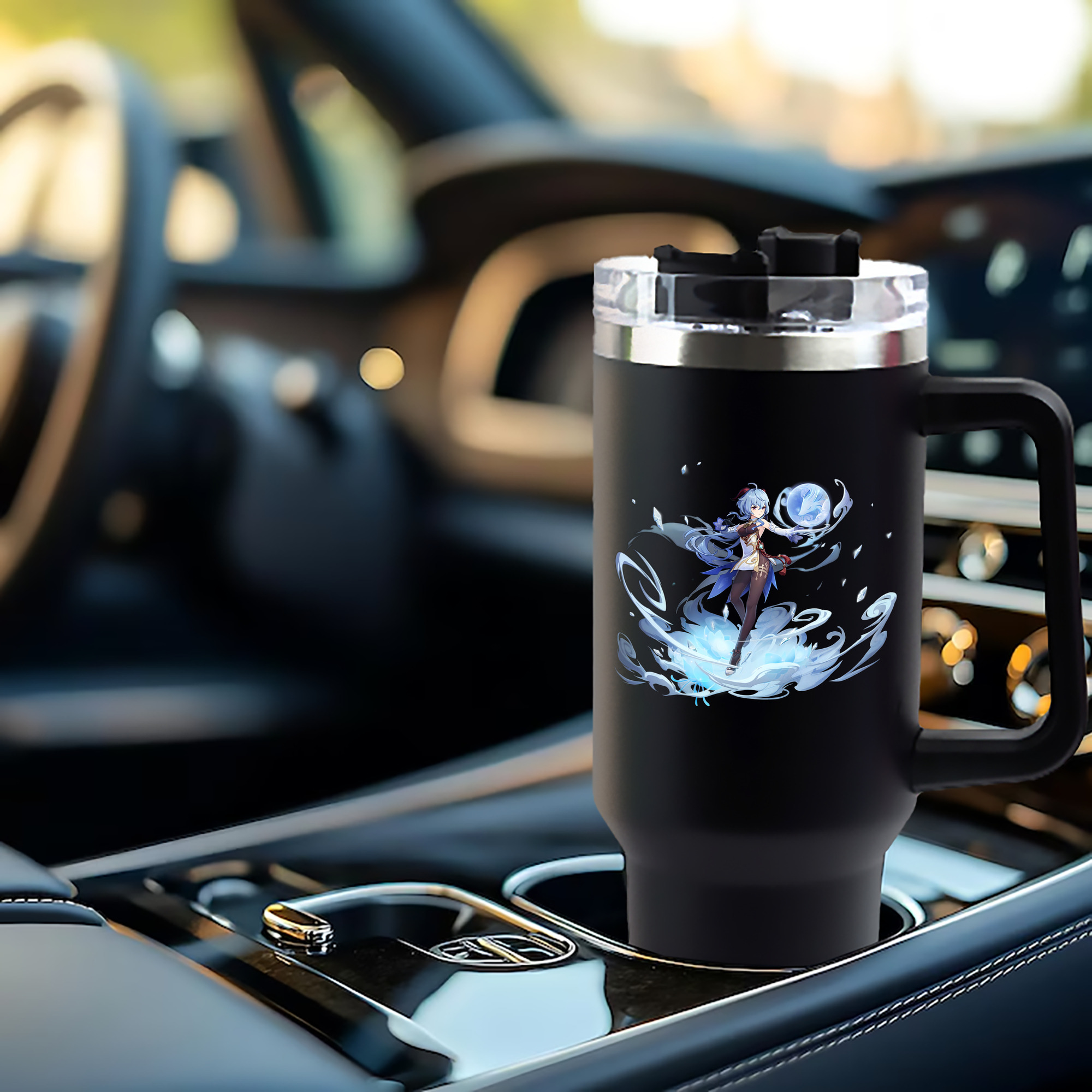 げんし神 甘雨 かんう genshin Ganyu 1200mL車用タンブラー - クリスタルステッカー（プラスチックストロー付き）