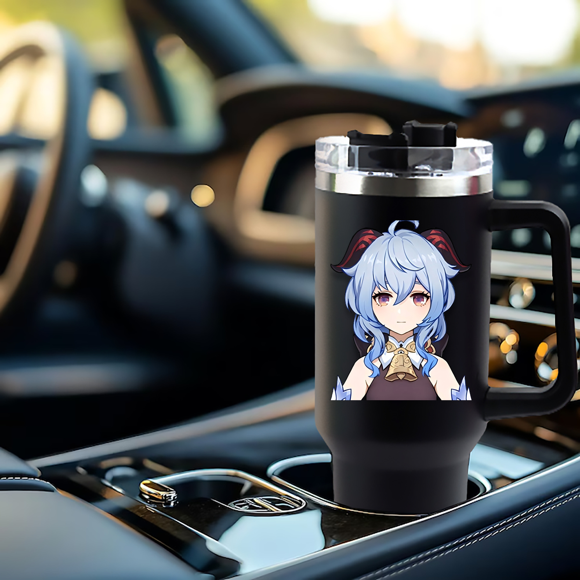 げんし神 甘雨 かんう genshin Ganyu 1200mL車用タンブラー - クリスタルステッカー（プラスチックストロー付き）