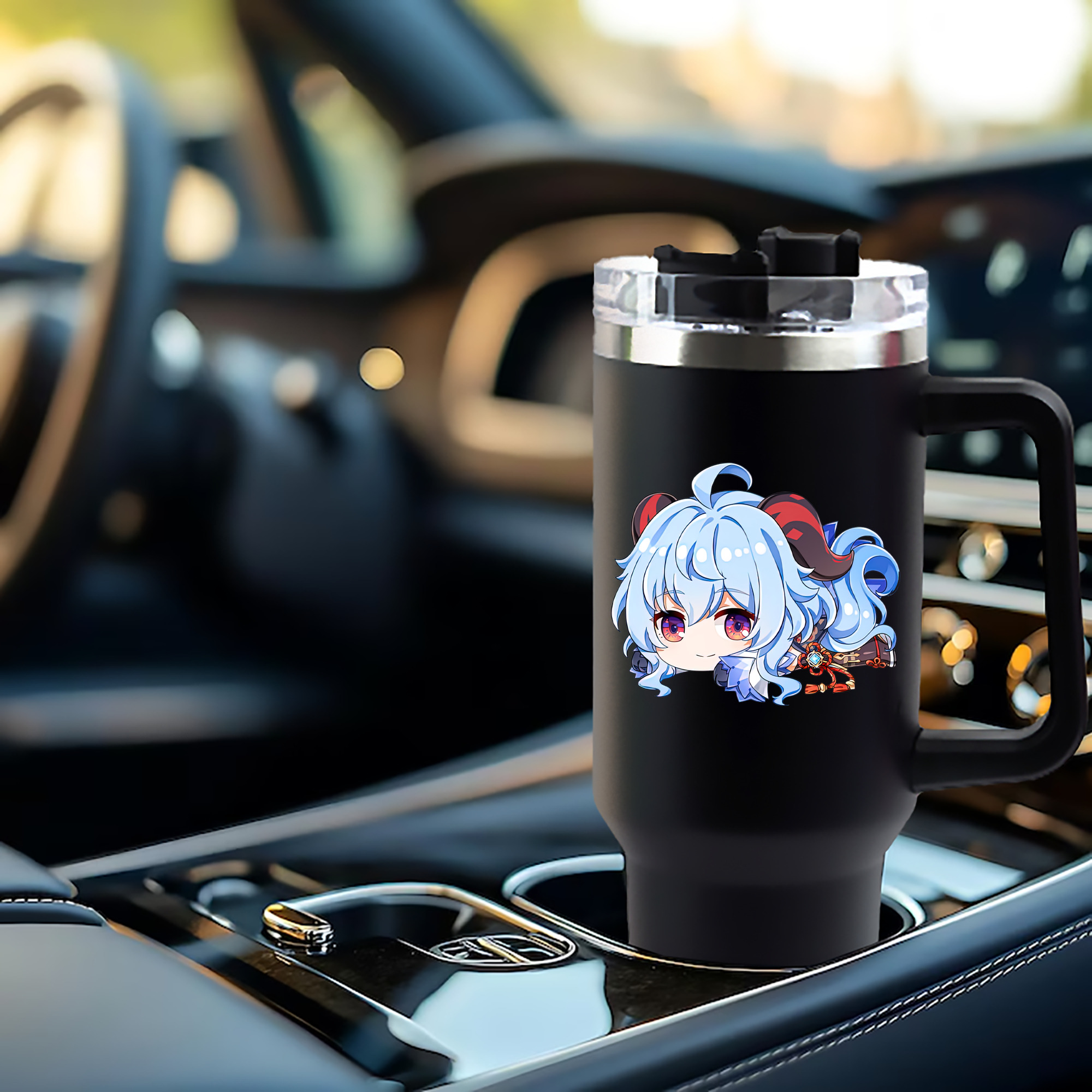 げんし神 甘雨 かんう genshin Ganyu 1200mL車用タンブラー - クリスタルステッカー（プラスチックストロー付き）