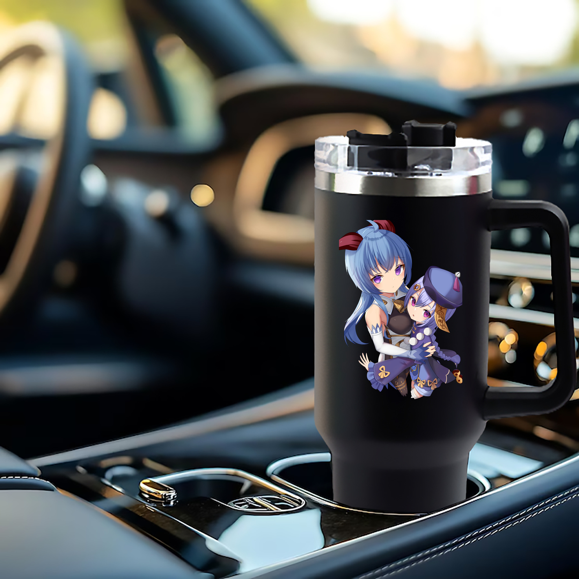 げんし神 甘雨 かんう genshin Ganyu 1200mL車用タンブラー - クリスタルステッカー（プラスチックストロー付き）