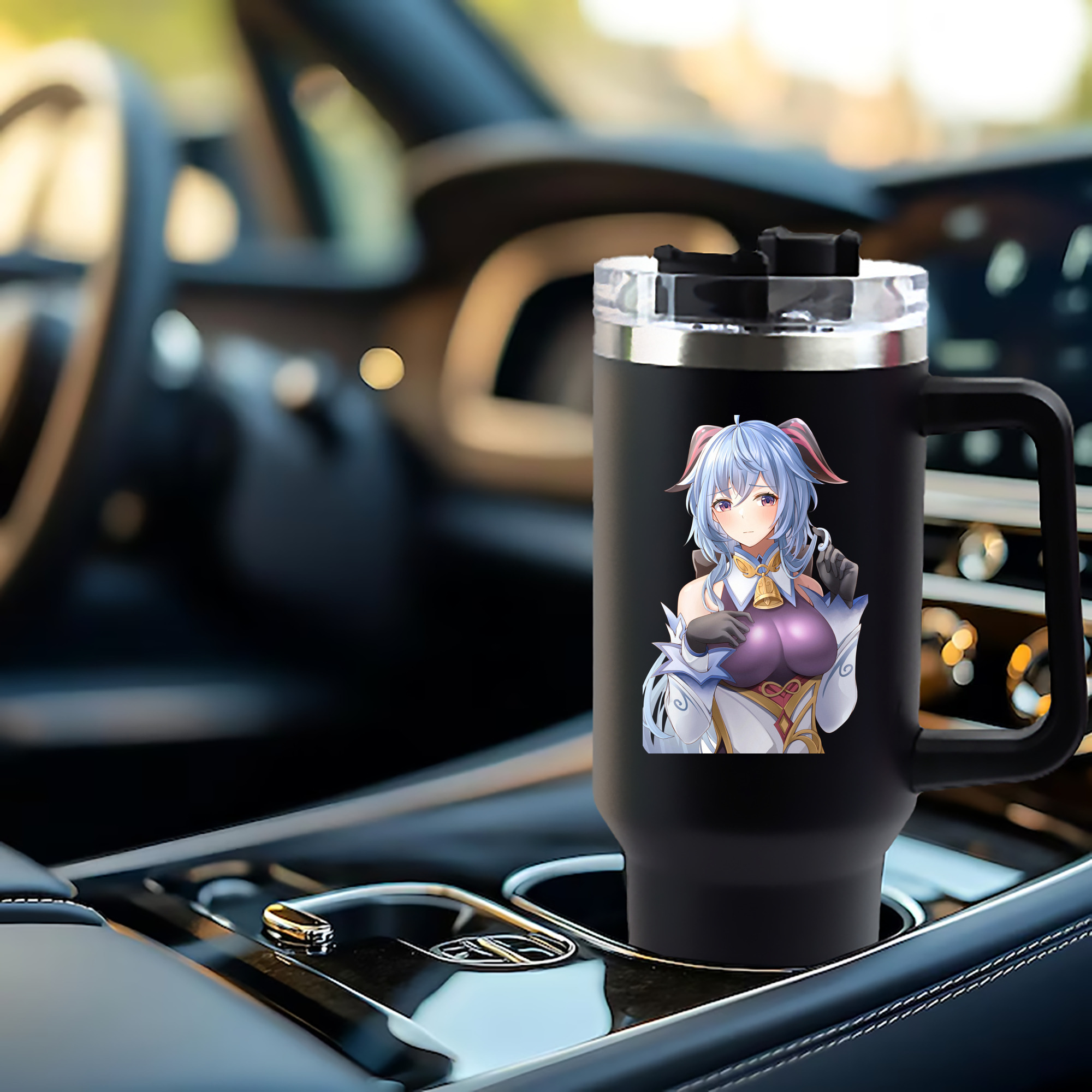 げんし神 甘雨 かんう genshin Ganyu 1200mL車用タンブラー - クリスタルステッカー（プラスチックストロー付き）