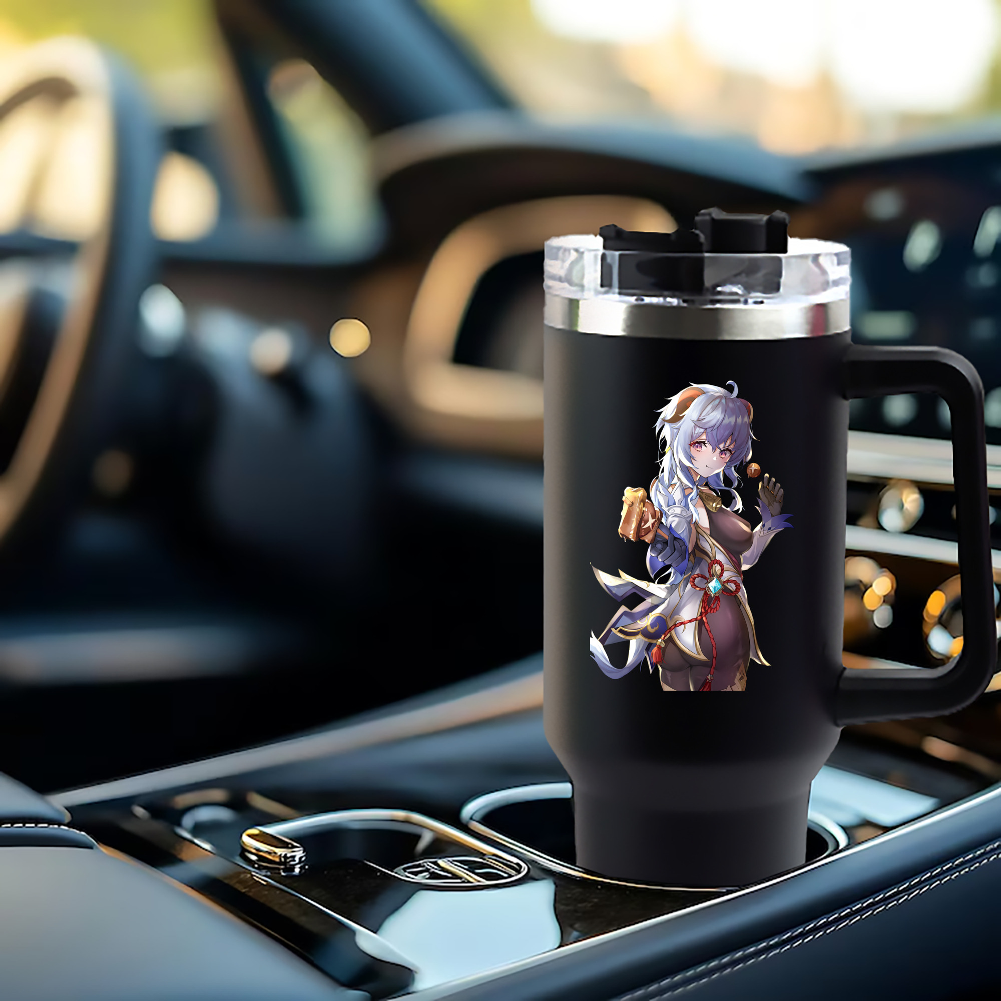げんし神 甘雨 かんう genshin Ganyu 1200mL車用タンブラー - クリスタルステッカー（プラスチックストロー付き）