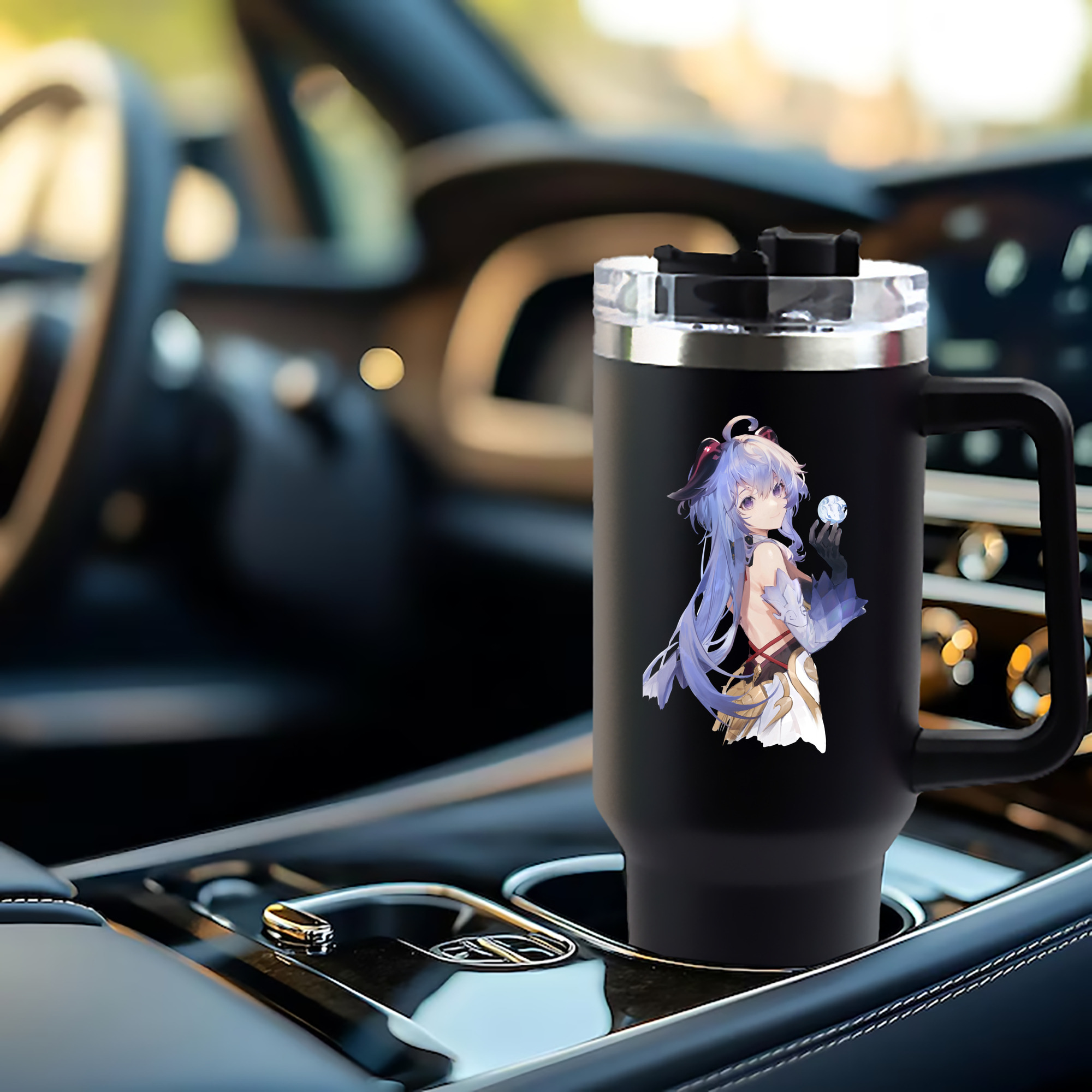 げんし神 甘雨 かんう genshin Ganyu 1200mL車用タンブラー - クリスタルステッカー（プラスチックストロー付き）