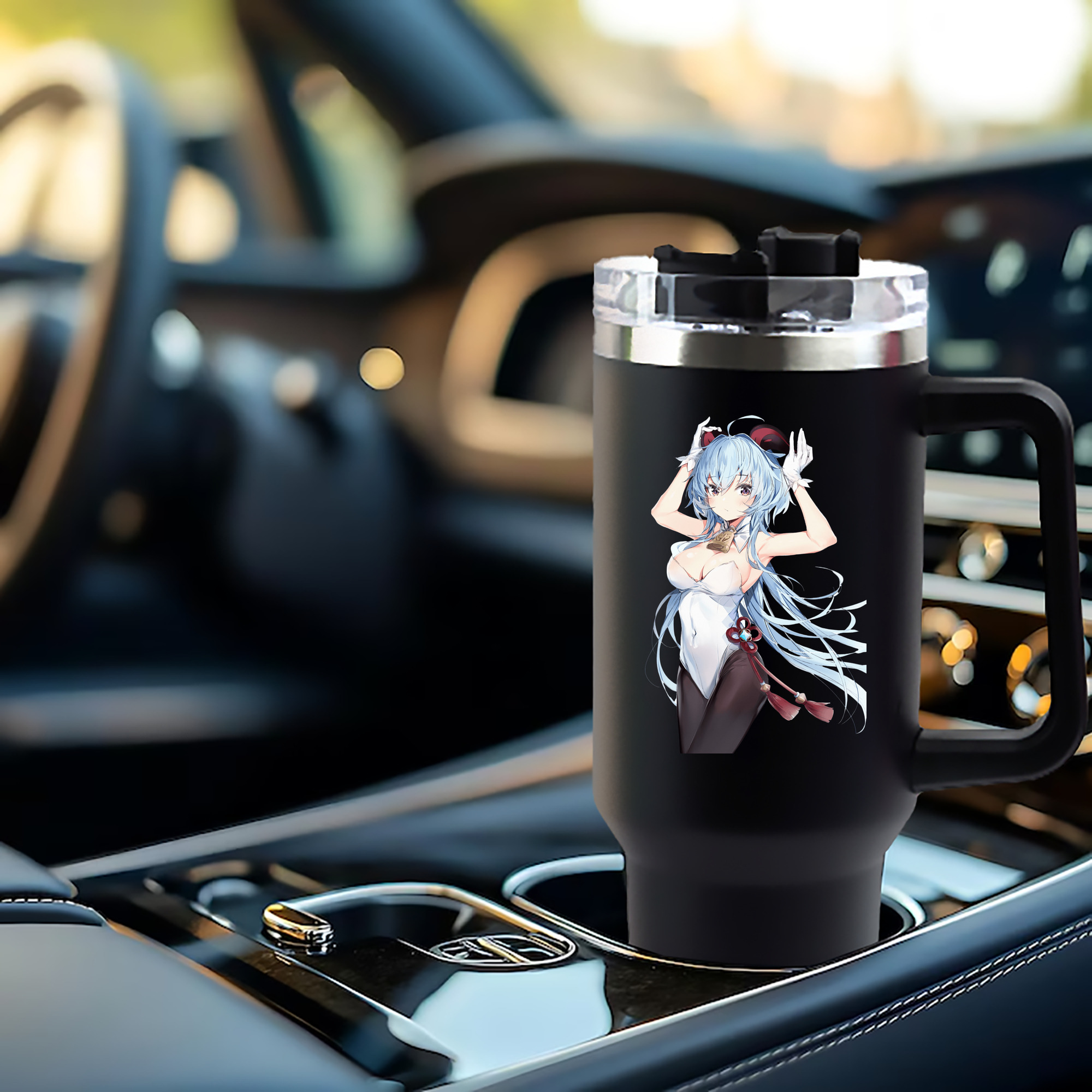 げんし神 甘雨 かんう genshin Ganyu 1200mL車用タンブラー - クリスタルステッカー（プラスチックストロー付き）