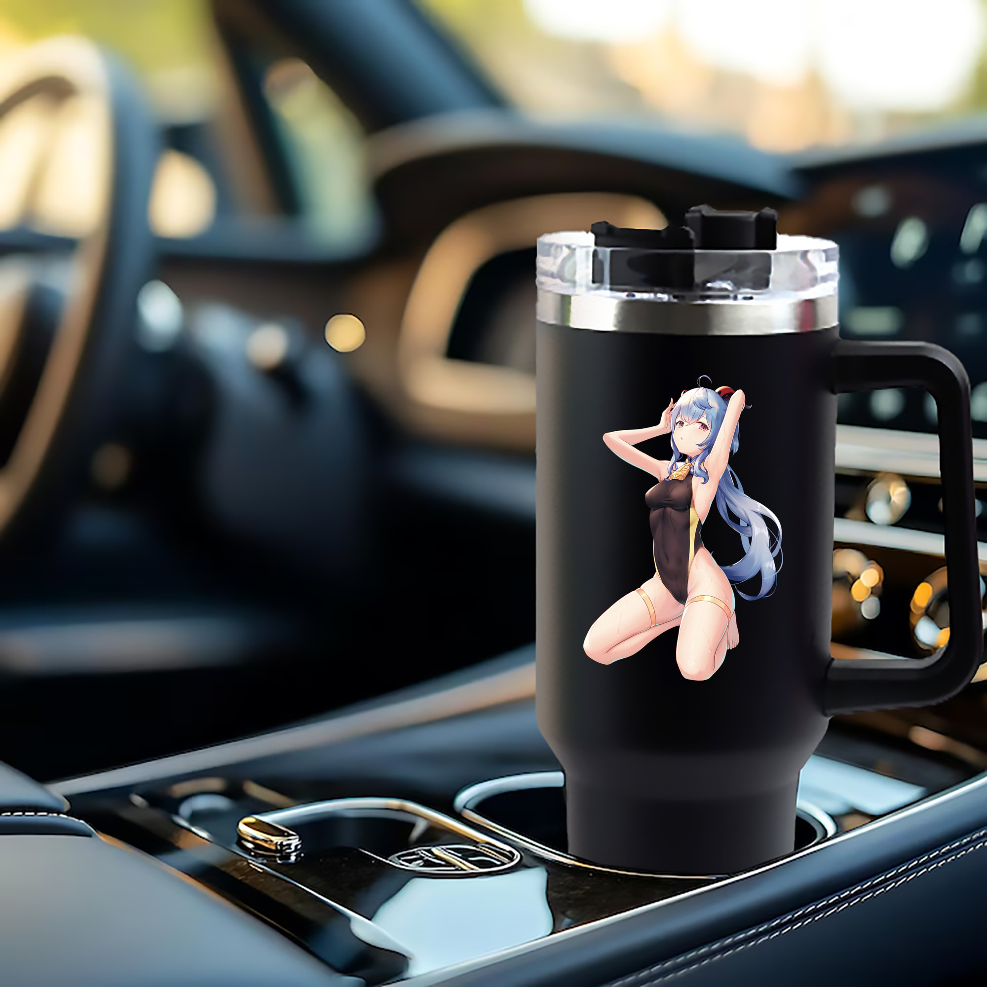 げんし神 甘雨 かんう genshin Ganyu 1200mL車用タンブラー - クリスタルステッカー（プラスチックストロー付き）